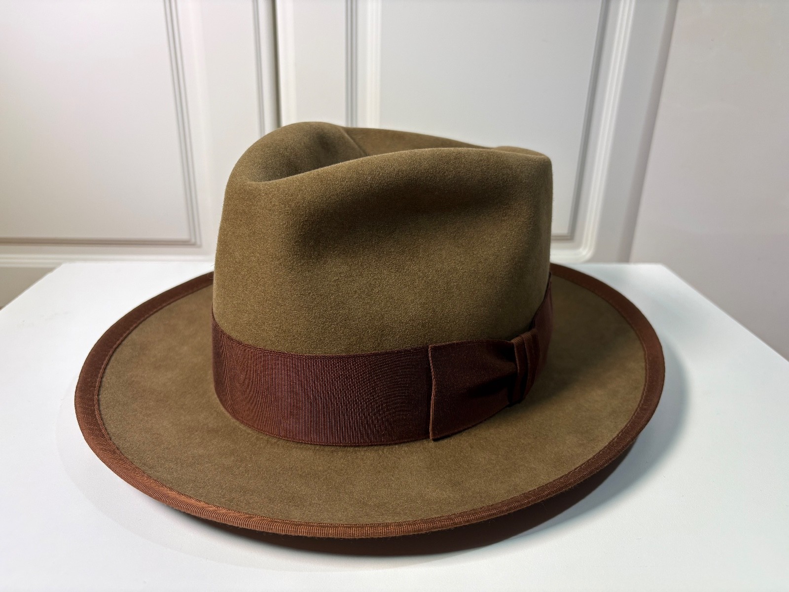 Gannon Hat Co Fedora, Whiskey, 7 1/4, Stetson, Pure Beaver Whippet Vintage Style