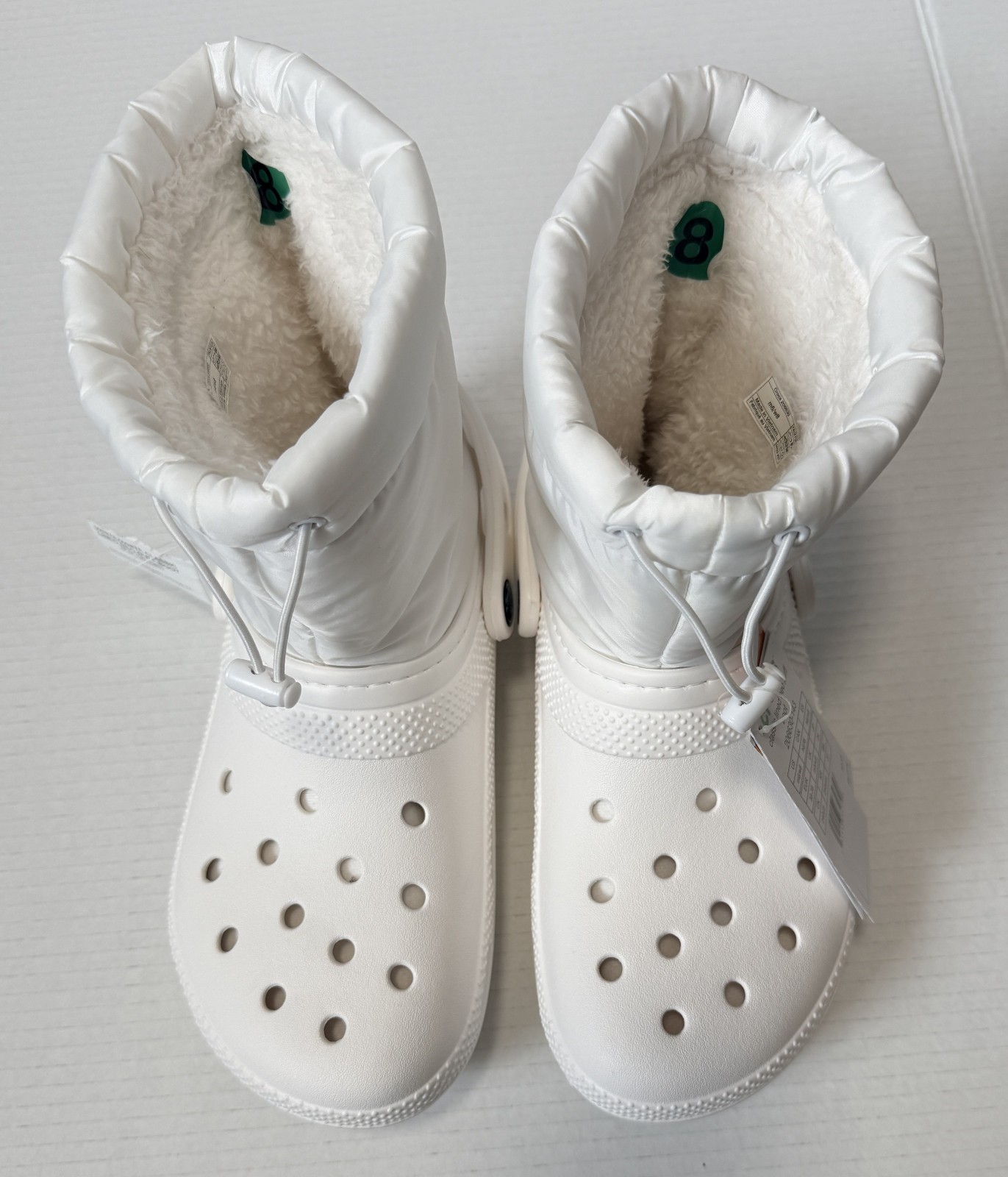 CROCS Classic Lined Neo Puff Unisex Boots – White US Size M6/W8 – NWT NEW