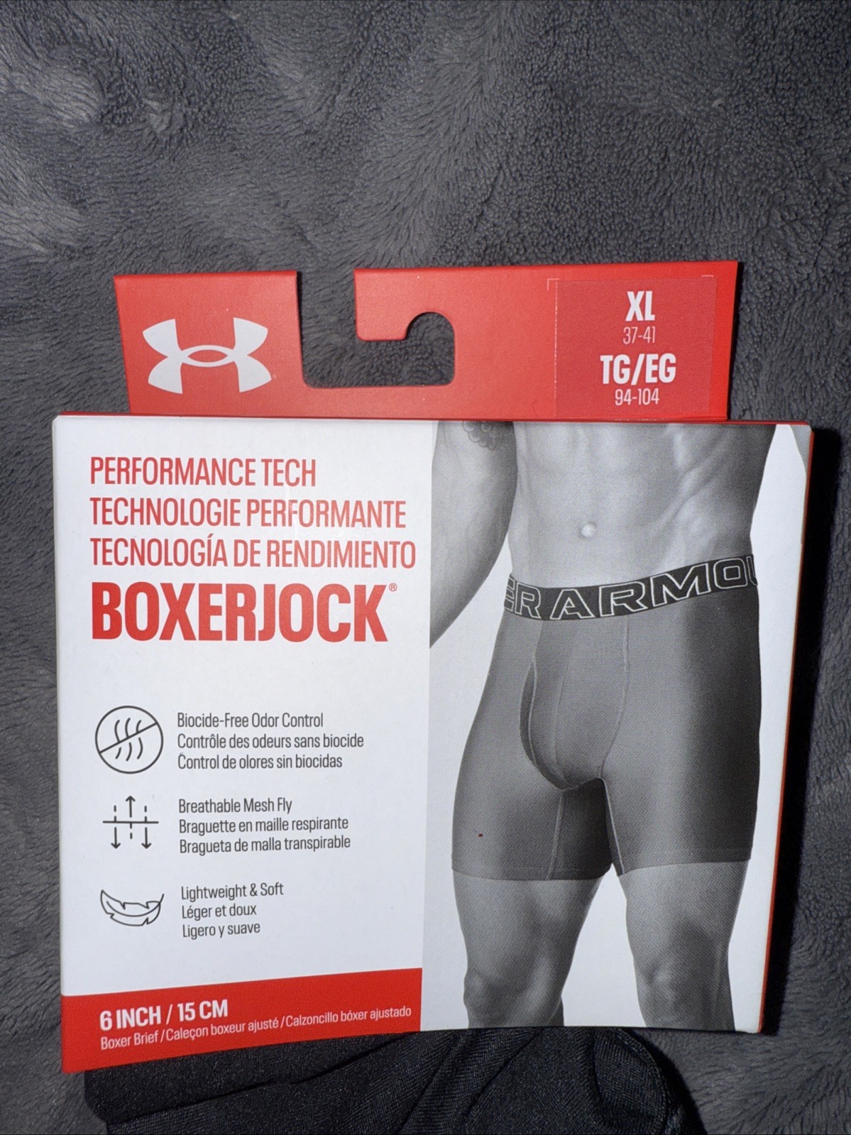Under Armour XL Black Performance Tech 6” BOXERJOCK 37”-41” Waist NEW