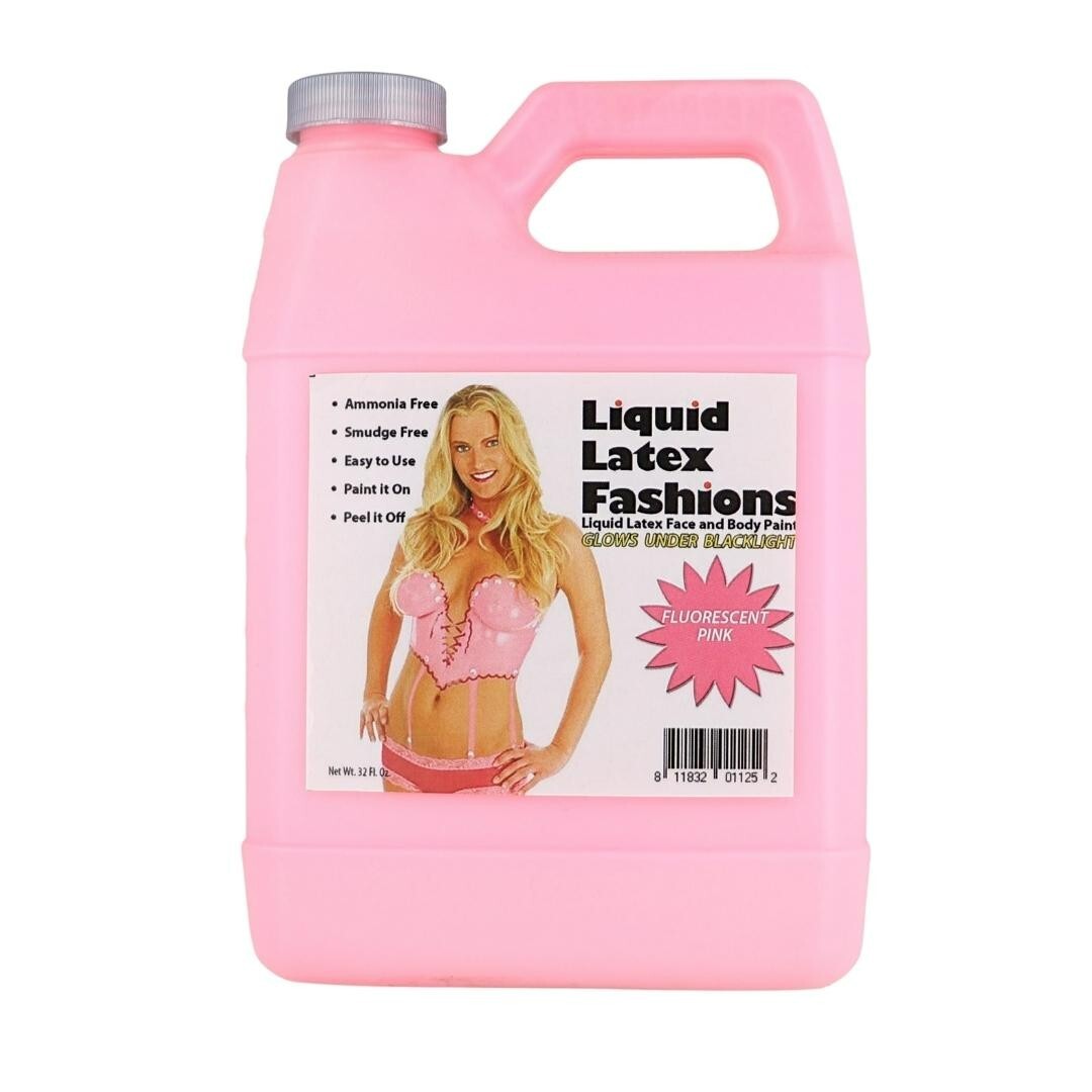 Fluorescent Pink 32 Fl Oz – Liquid Latex Face and Body Paint, GLOWS Black Light
