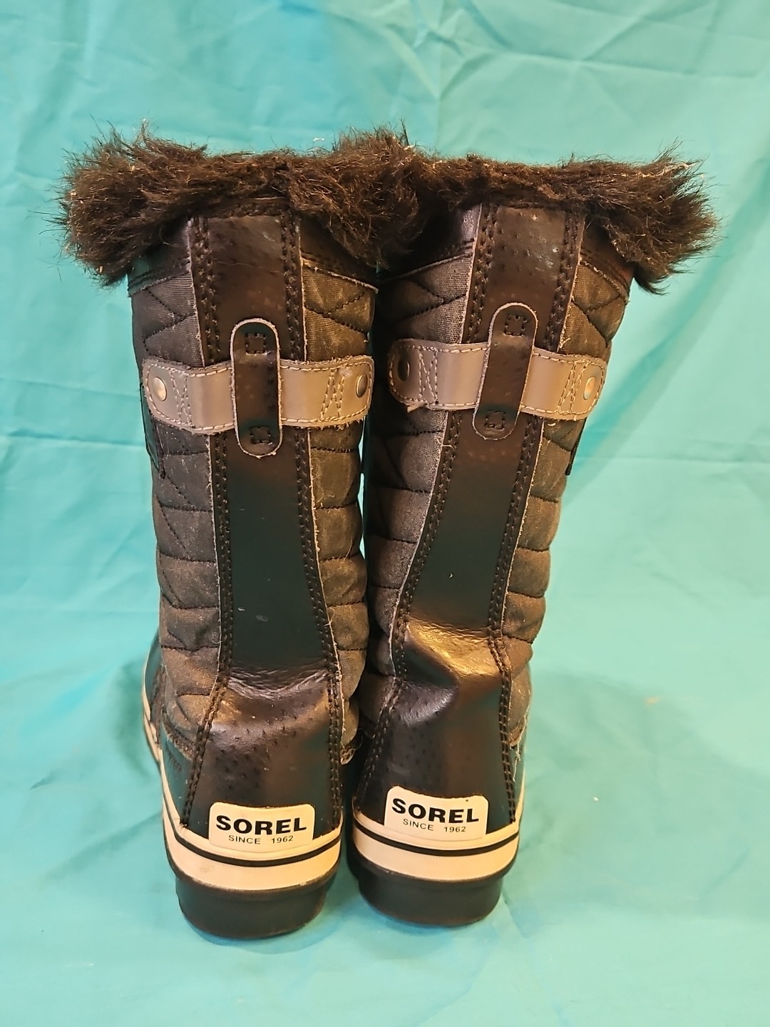 Sorel Tofeno II BIack Winter Snow Boots Faux Fur Lined Womens Size 6 NY2419-010