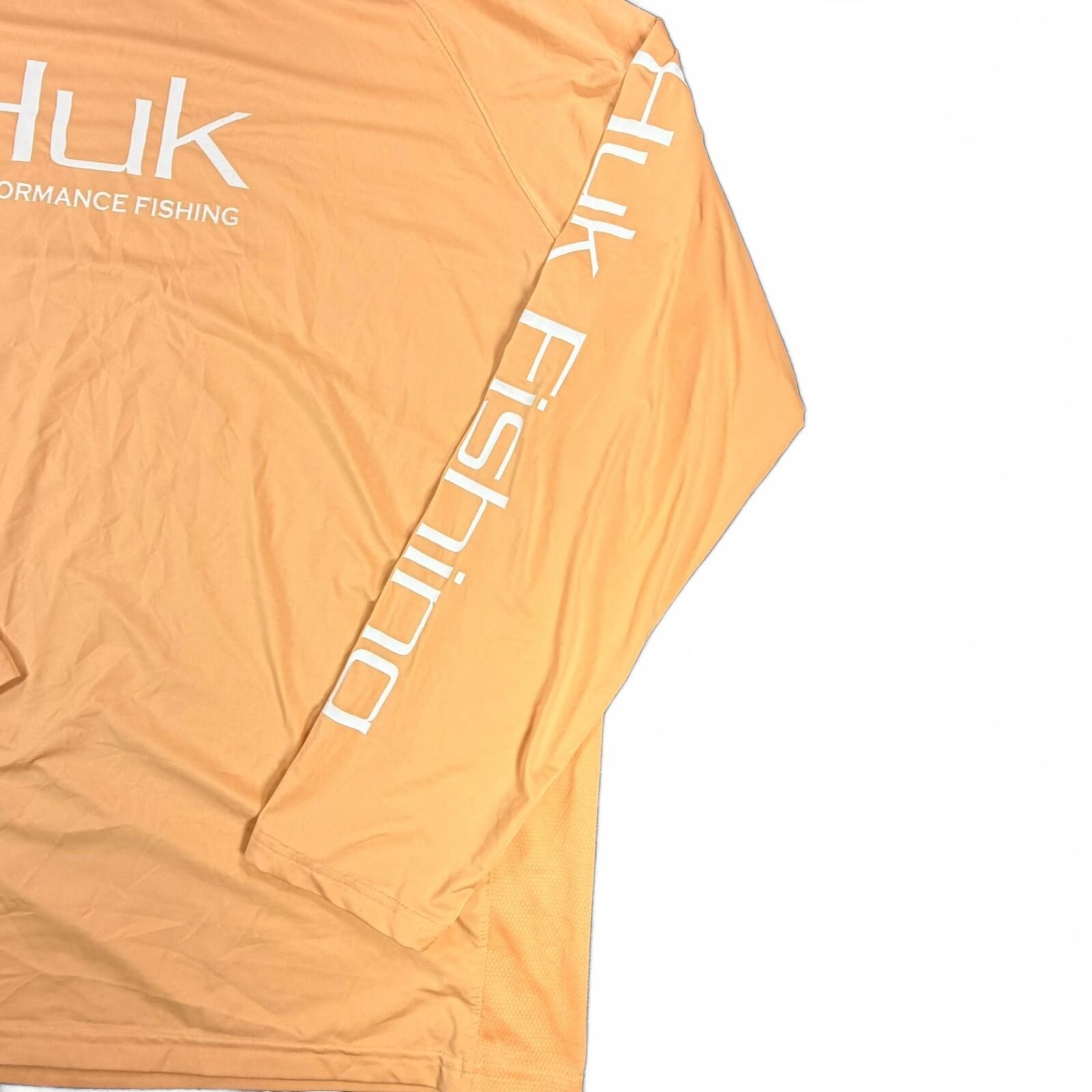 Men’s Huk Performance Fishing Long Sleeve Shirt Orange Size XXL