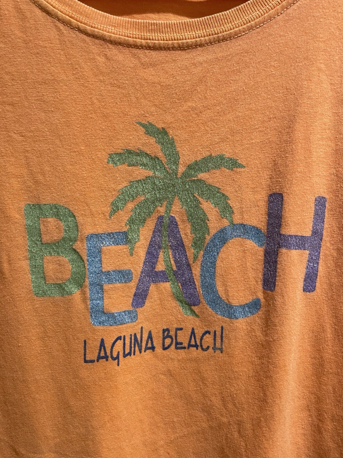Cabo Laguna Beach California Graphic T-Shirt Men XL Orange Retro Style Y2K Surf