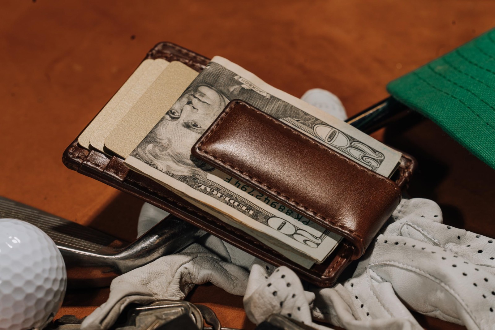 Slim Money Clip Wallet for Men, Full Grain Leather, Magnetic Clip Holds 15+ Bill