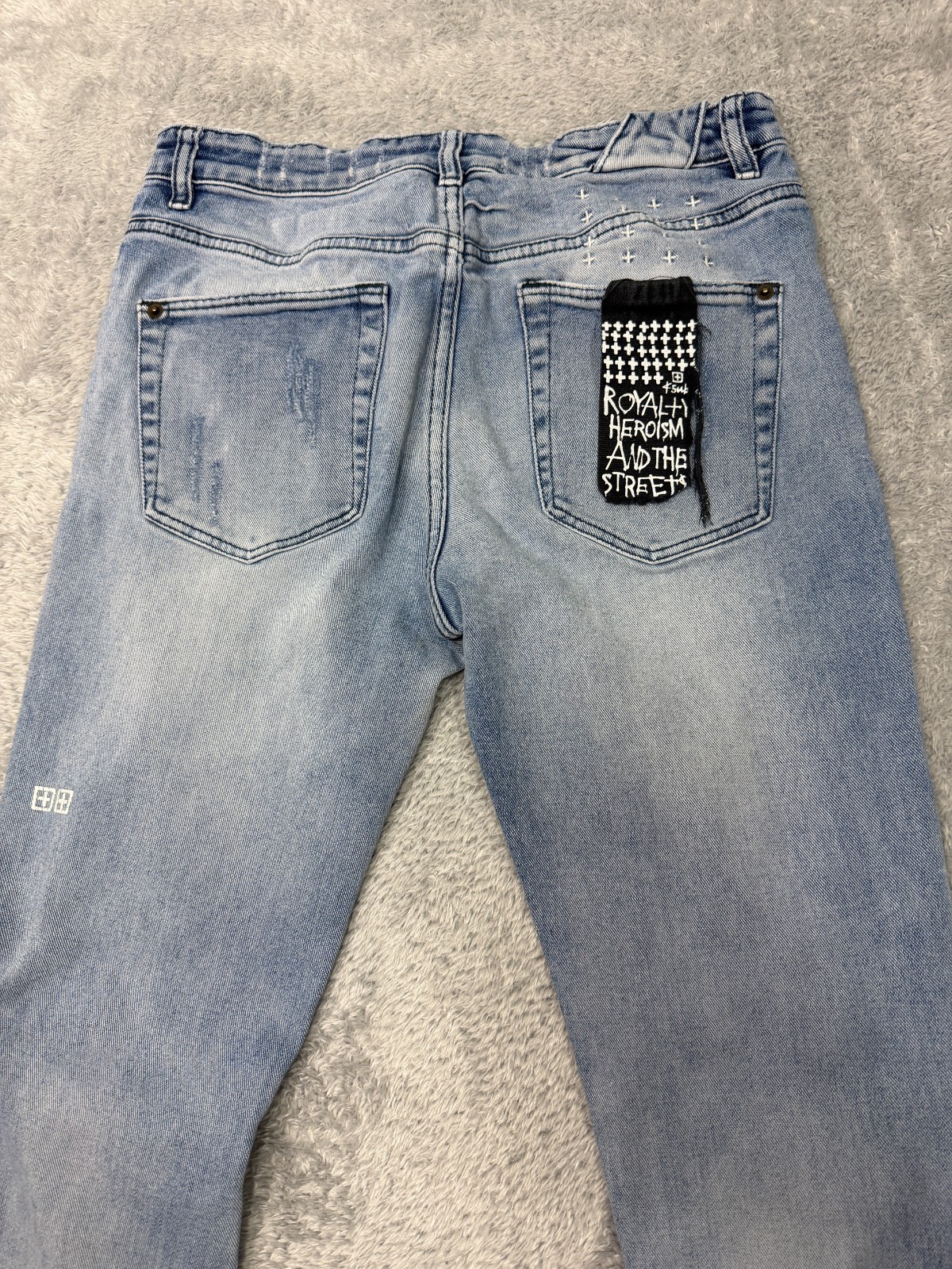 Ksubi Chitch Jeans 32×29.5 Philly Blue Distressed Skinny Stretch Button Fly