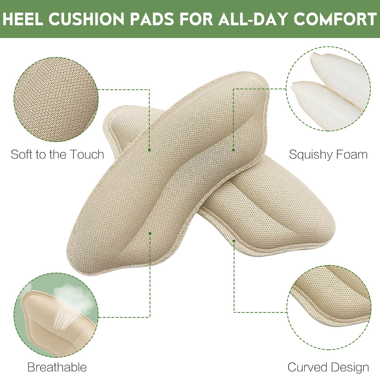 Heel Pads for Shoes 4 Pairs – Cushion Inserts Grips, Black