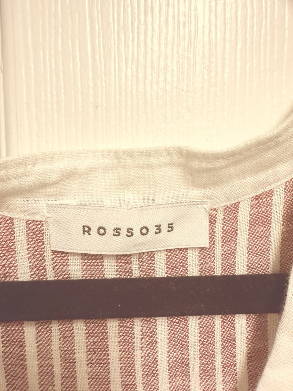 ROSSO35 Red Cotton Collared Midi Shirt Dress 3/4 Sleeve Button Pockets large