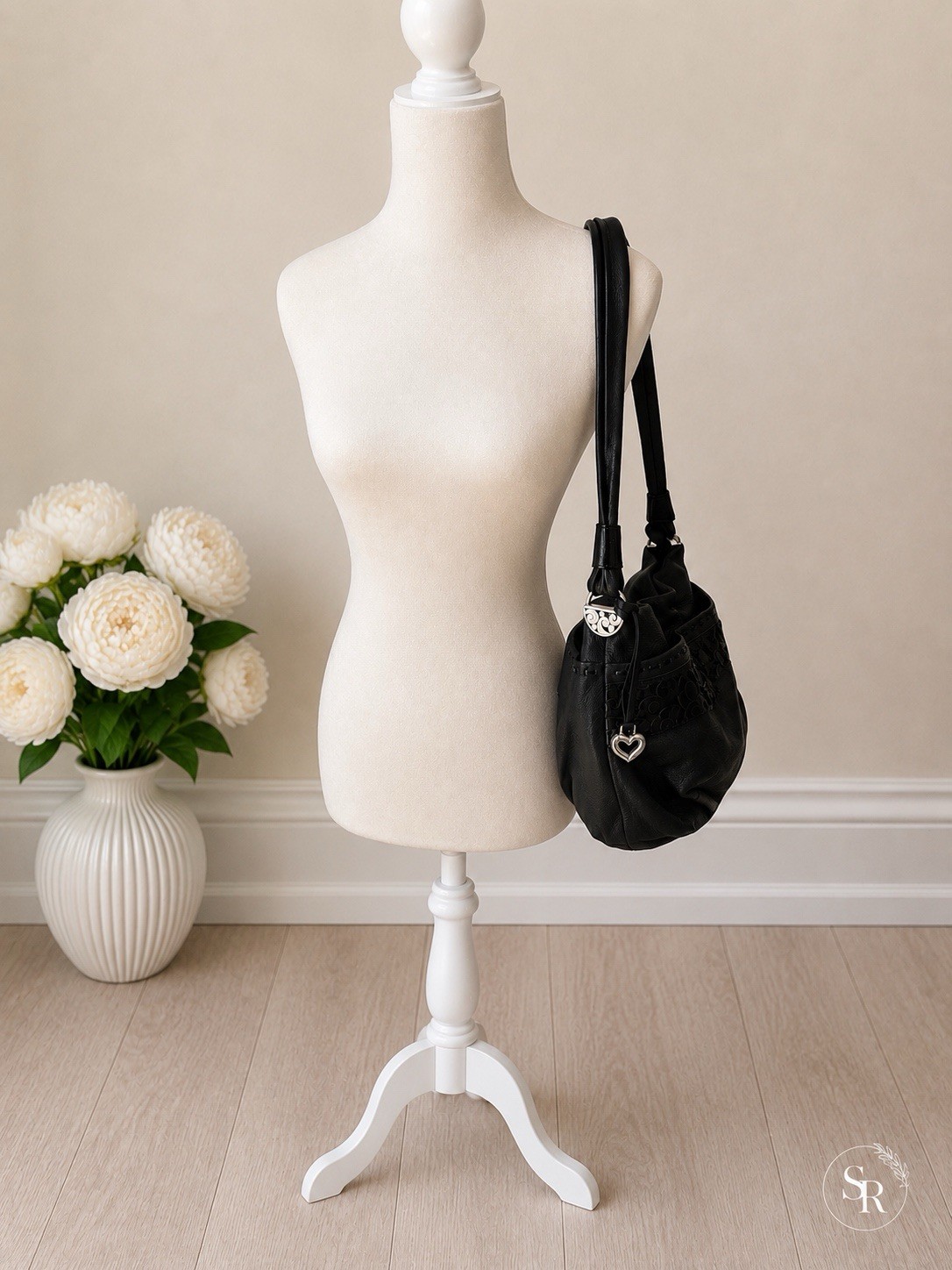 Brighton Rhumba Cut Out Scroll Leather Shoulder Bag Dust Bag MSRP $350
