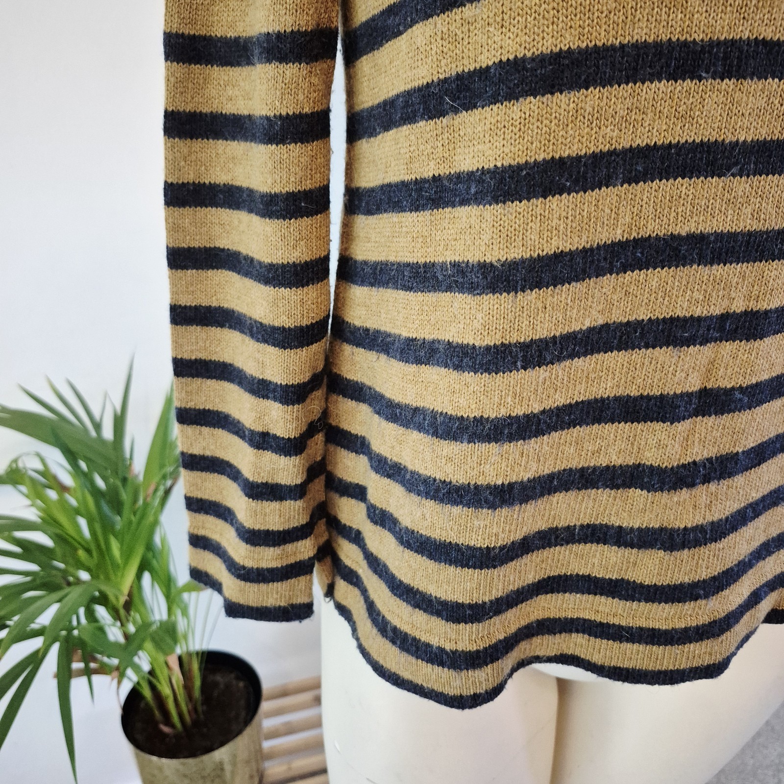 Seasalt Gulf Jumper Roll Neck Breton Stripe Size 8 Wool Alpaca Warm Cosy Winter