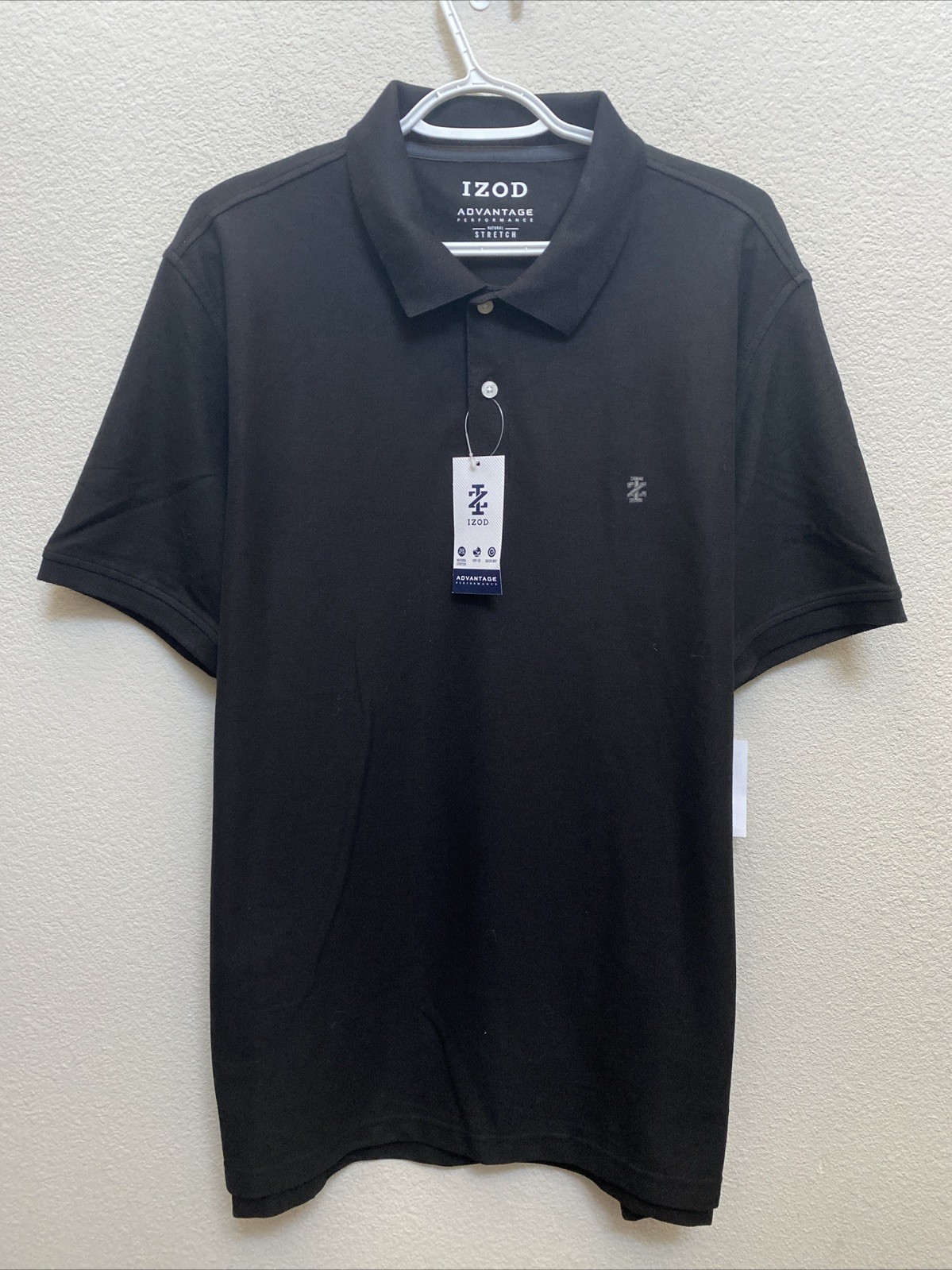 IZOD Men’s Advantage Performance Short Sleeve Polo XL Black NWT $50