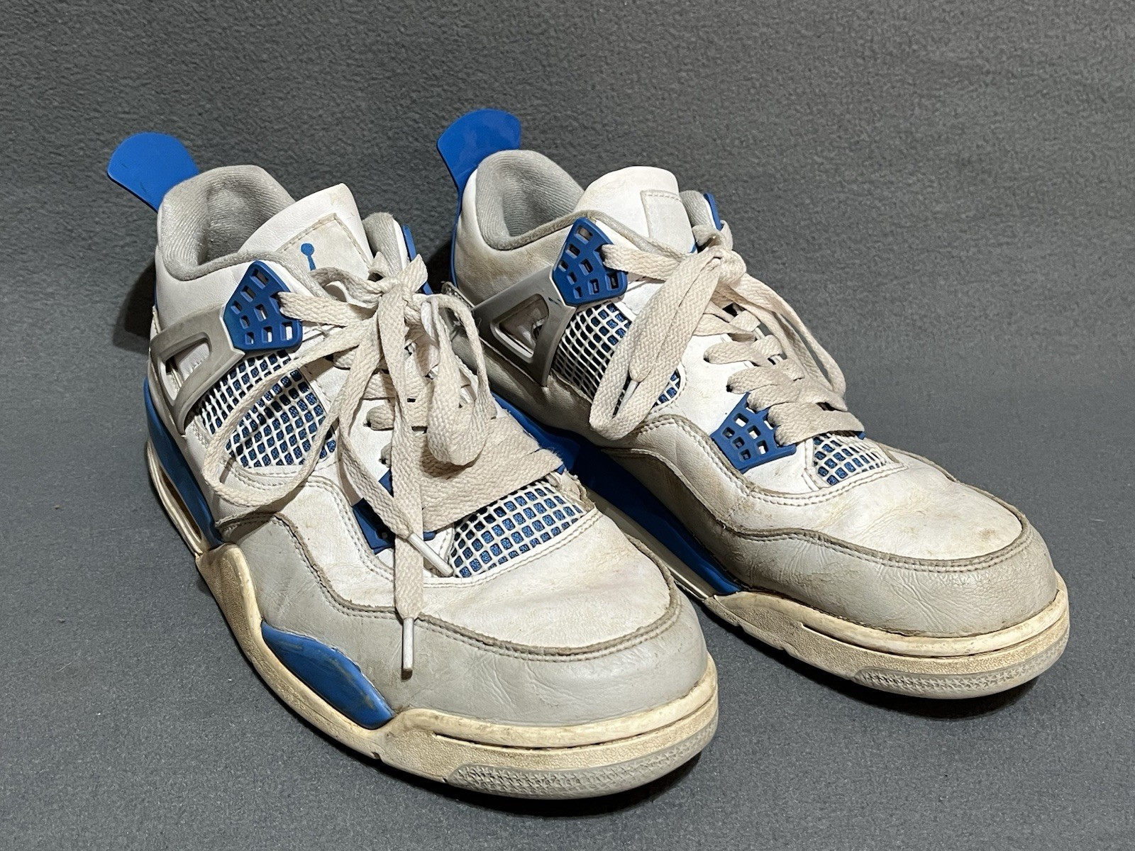 Nike Air Jordan 4 Retro Military Blue White Blue Basketball Sneakers Sz 11 READ