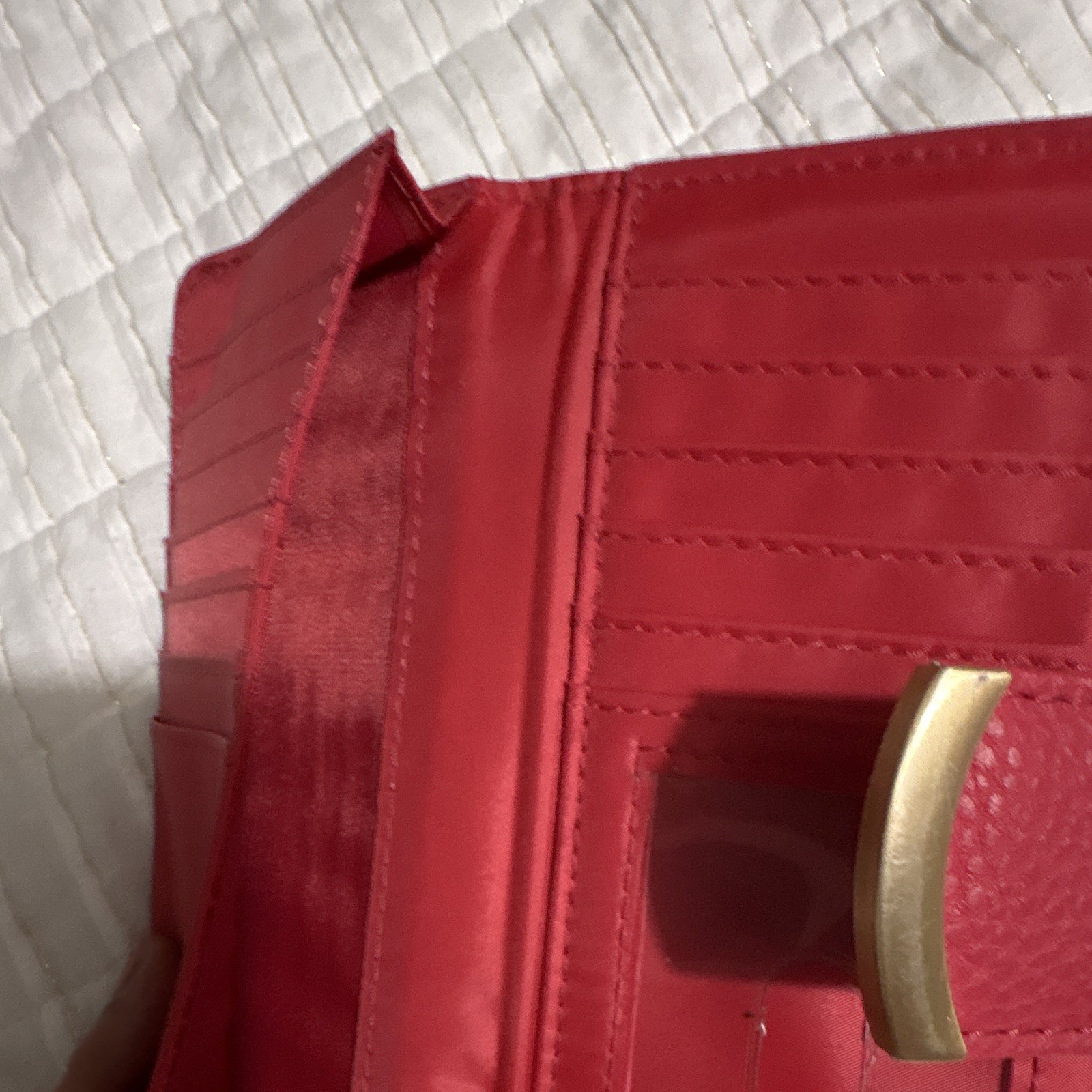 Red Checkbook Wallet Clutch for Women with Zipper Pocket, Card Slots & ID Window