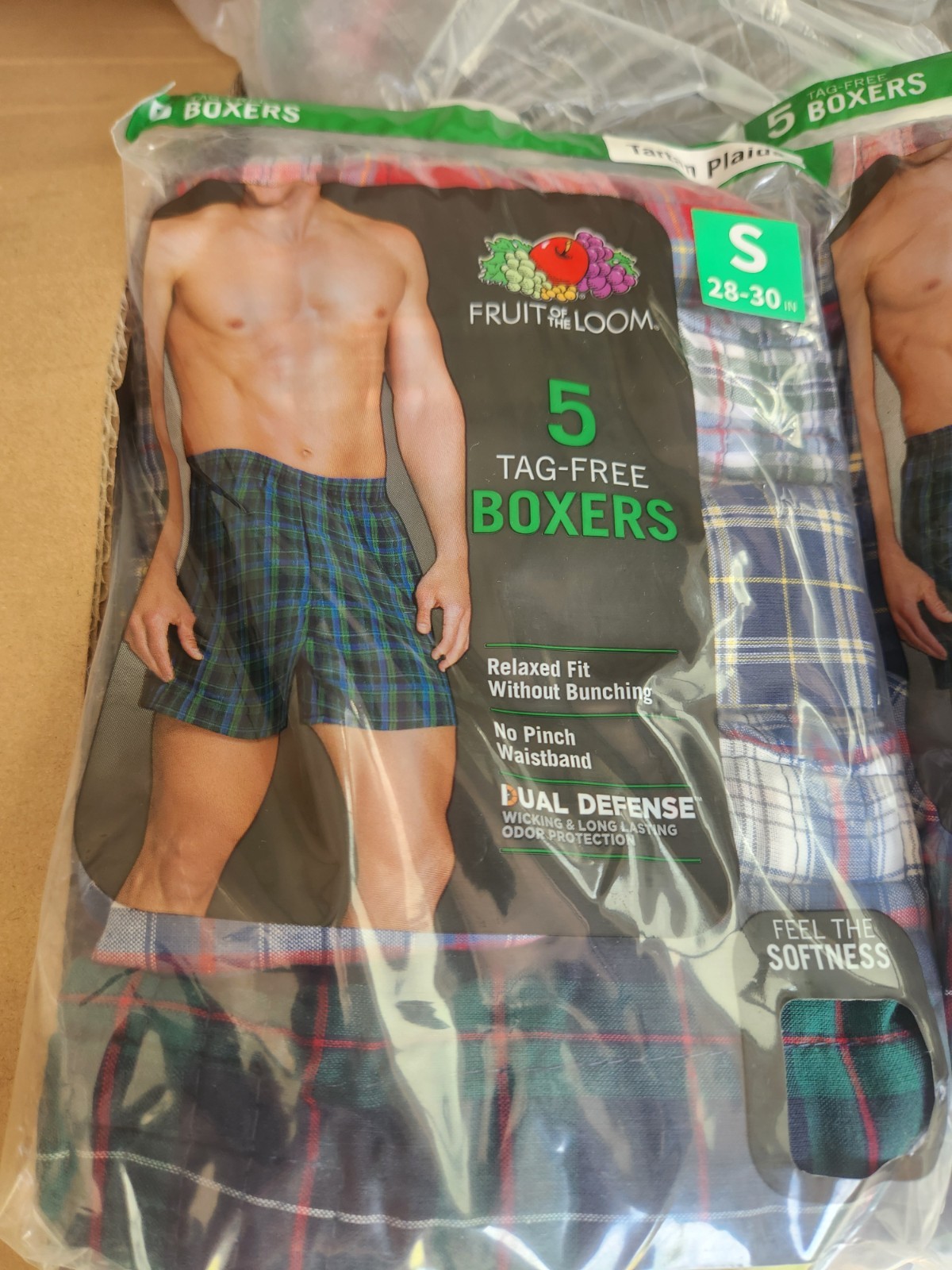 Fruit of the Loom. 5 Tartan Plaid Small S 28-30 Inch Boxers CH 71-76 CM