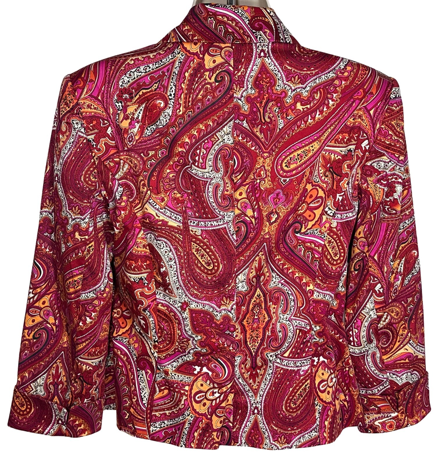 Worthing Women’s Jacket Stretch Fully Lined Paisley Red Orange White Size 10
