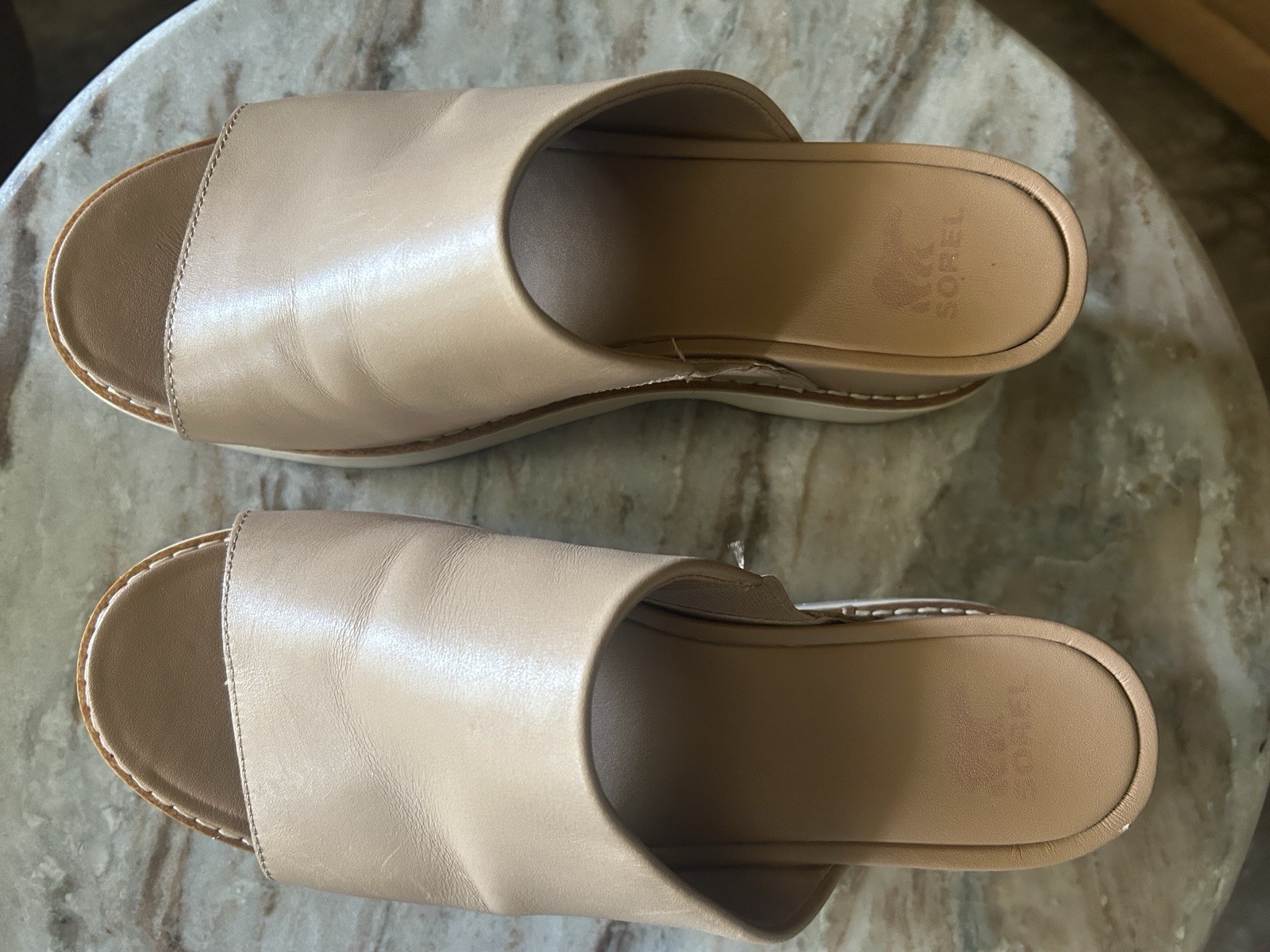 Sorel Joanie IV Slide Wedge Slide Platform Honest Beige/ Gum 2 Women’s 9.5