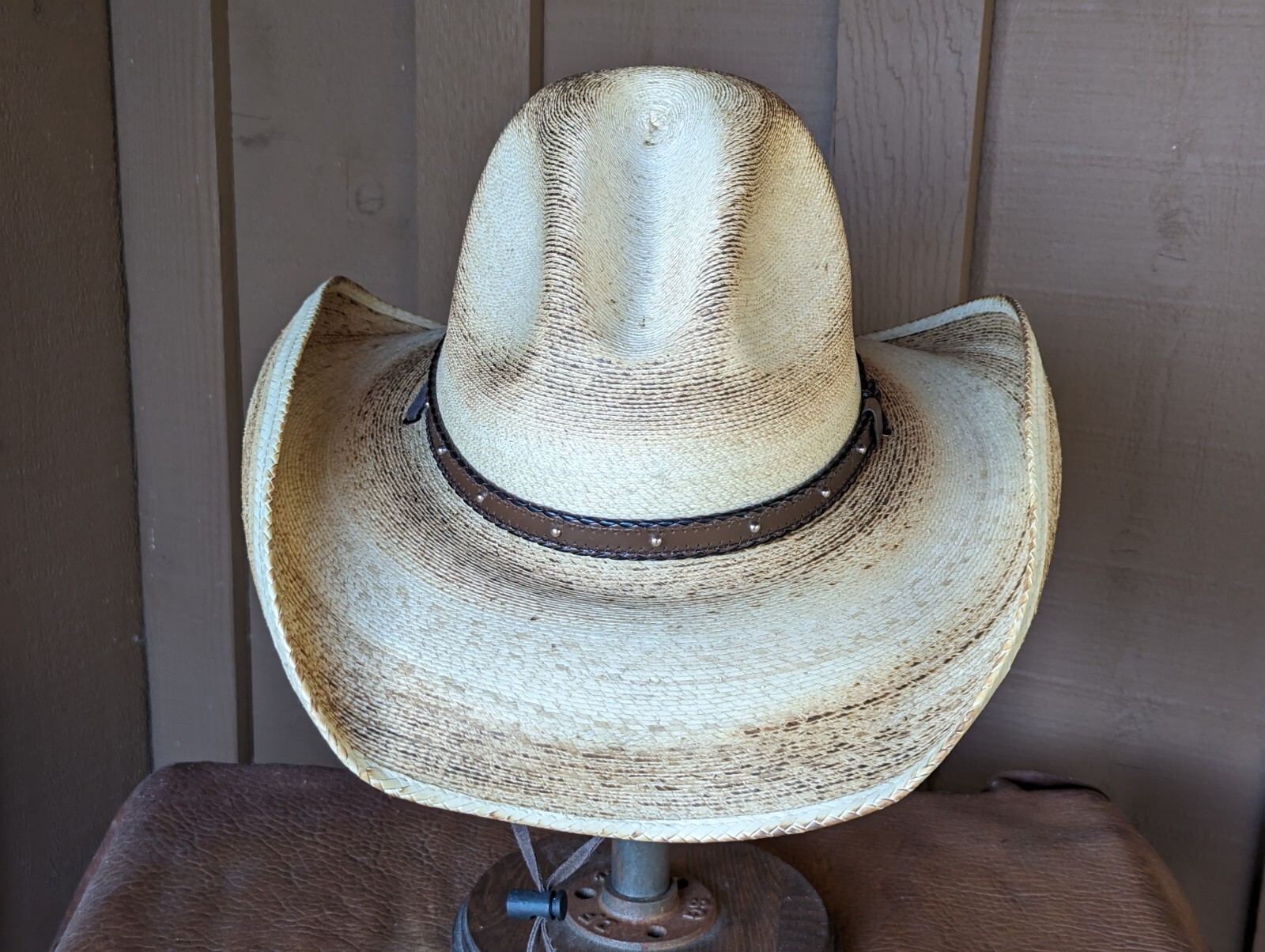 Scorched Gus Palm Western Hat w/Stampede Strings