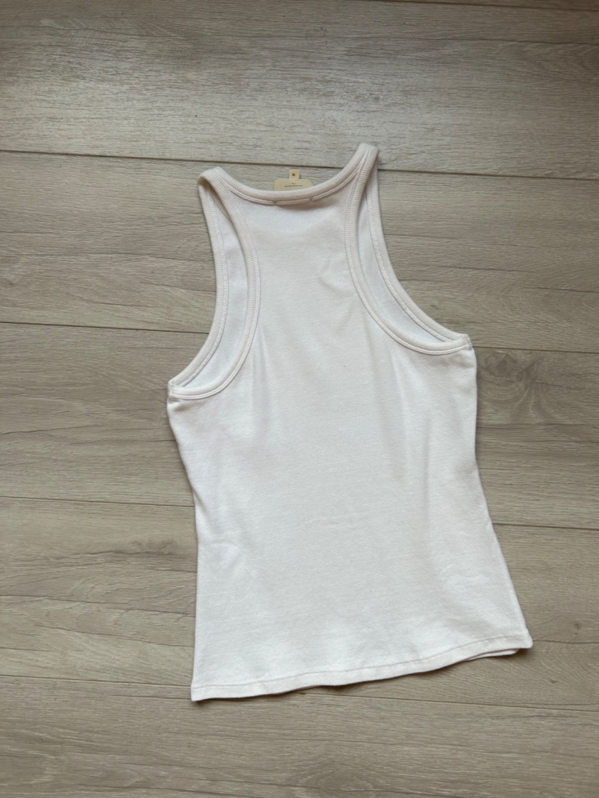 SEZANE Paris Marcel White Ribbed Tank Top Halter High Neck Organic Cotton Size M