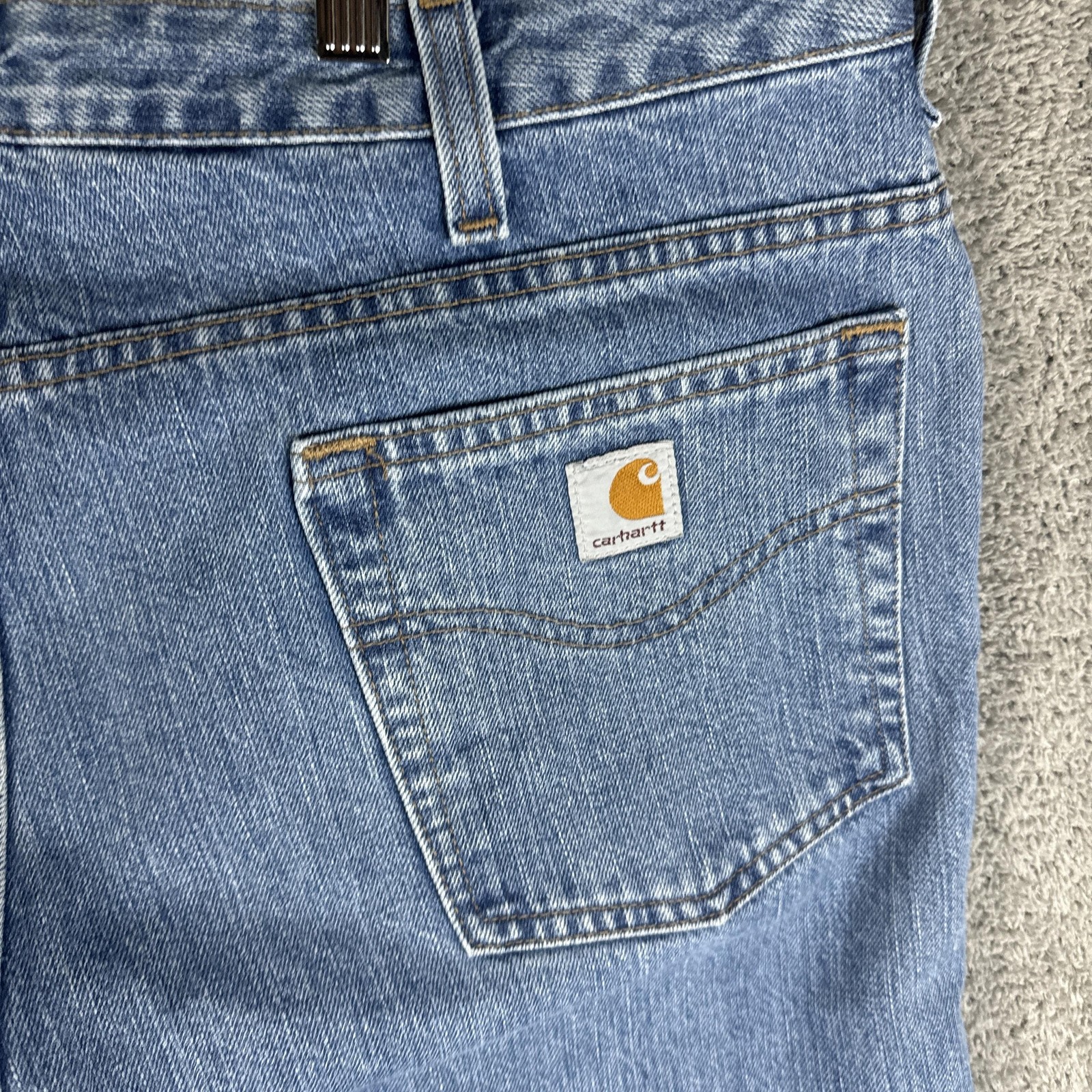 Carhartt Jeans Womens 18×30 Blue High Rise Relaxed Fit WB 160 AIO Denim Workwear