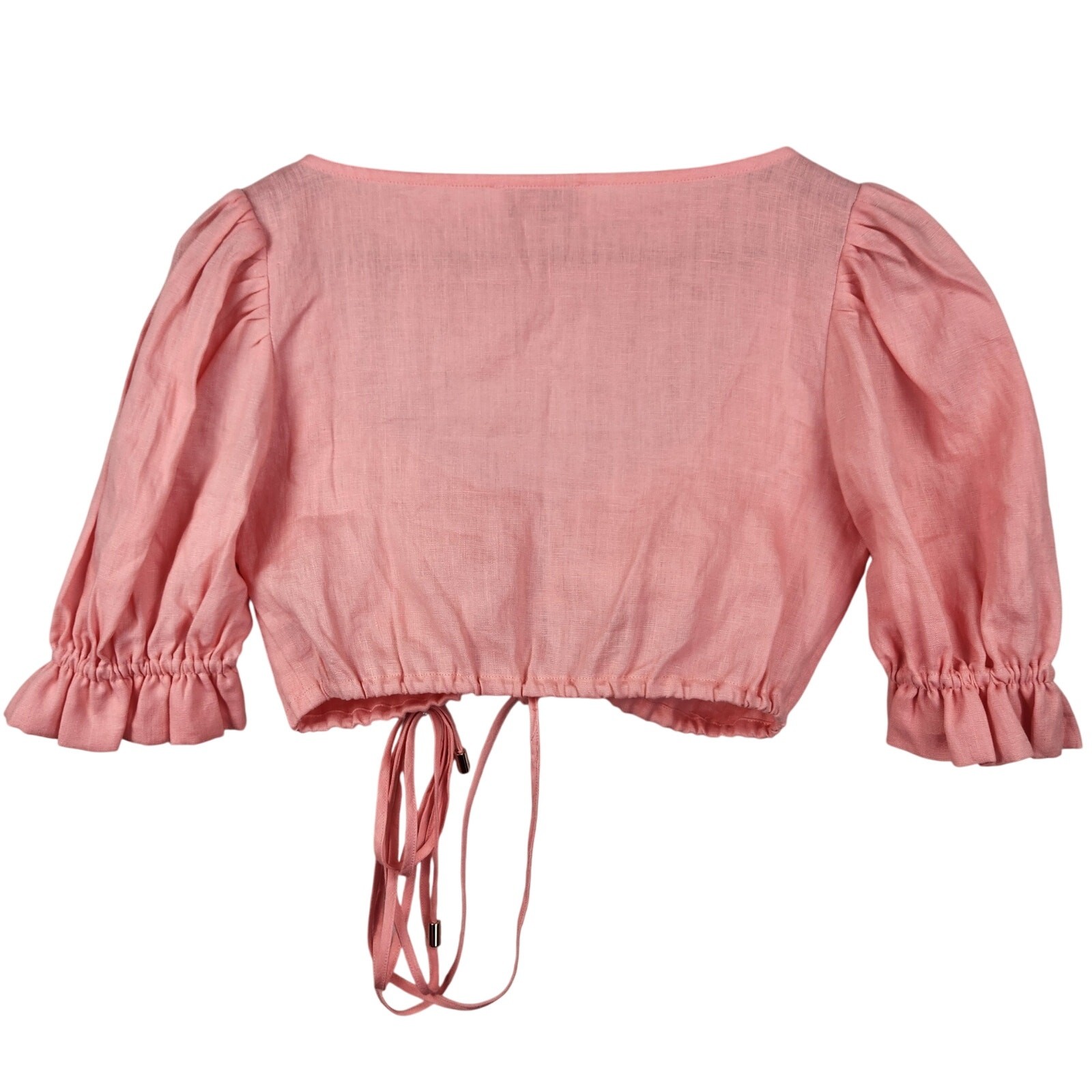 Ephemera Olympia Geranium Crop Blouse 100% Linen Women’s SZ 4