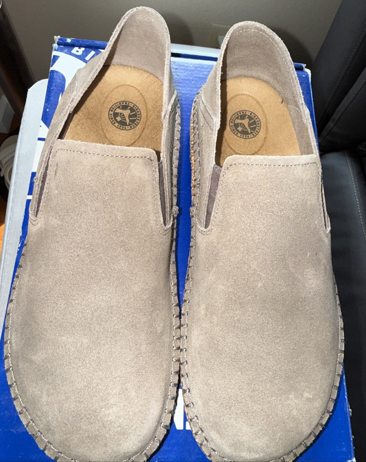 NWOB Birkenstock Callan Gray Taupe Suede Leather Loafer Slip on EU 38 N US 7-8