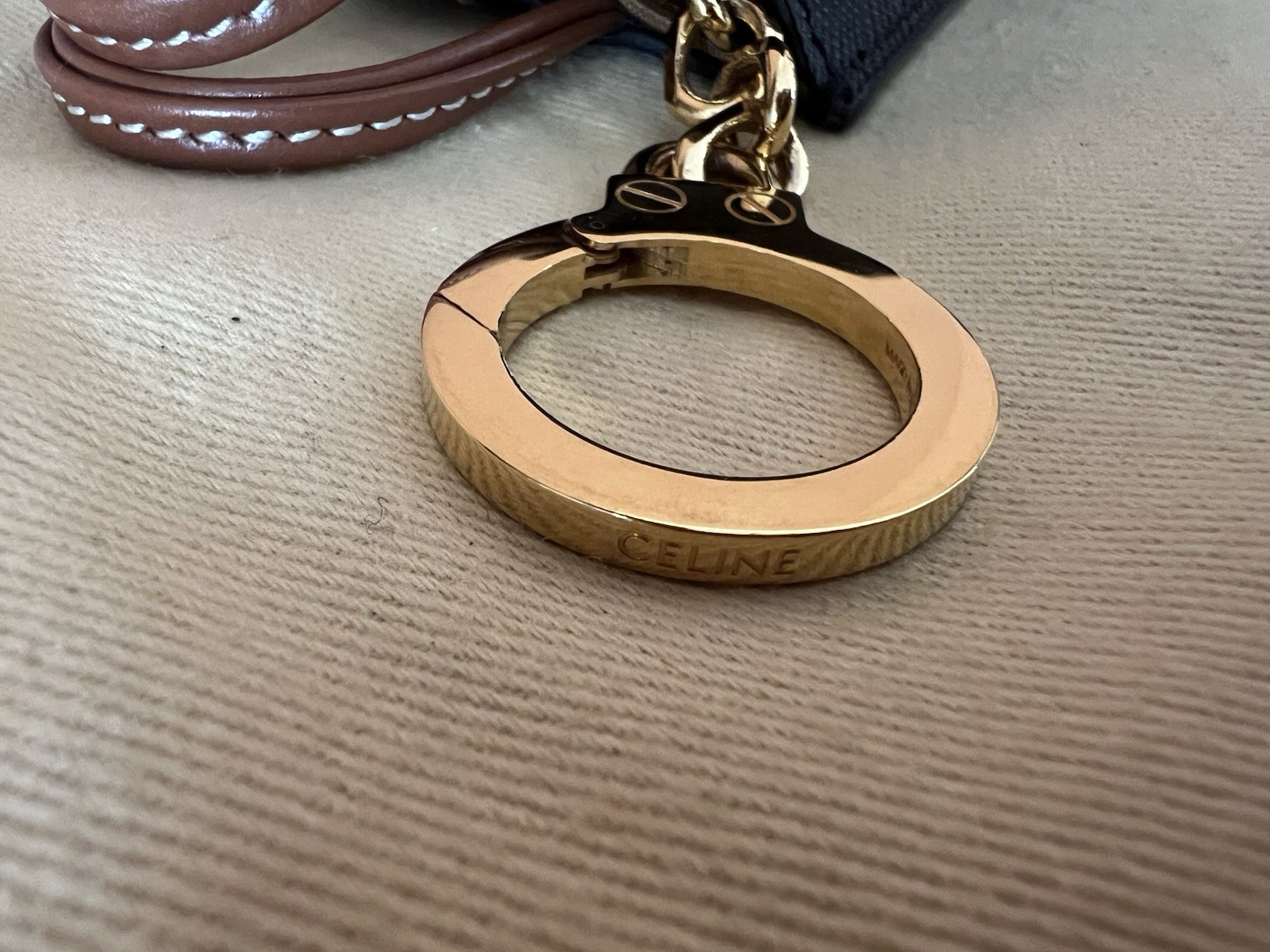 Celine Triomphe Micro Vertical Cabas Bag Charm Keychain Preloved
