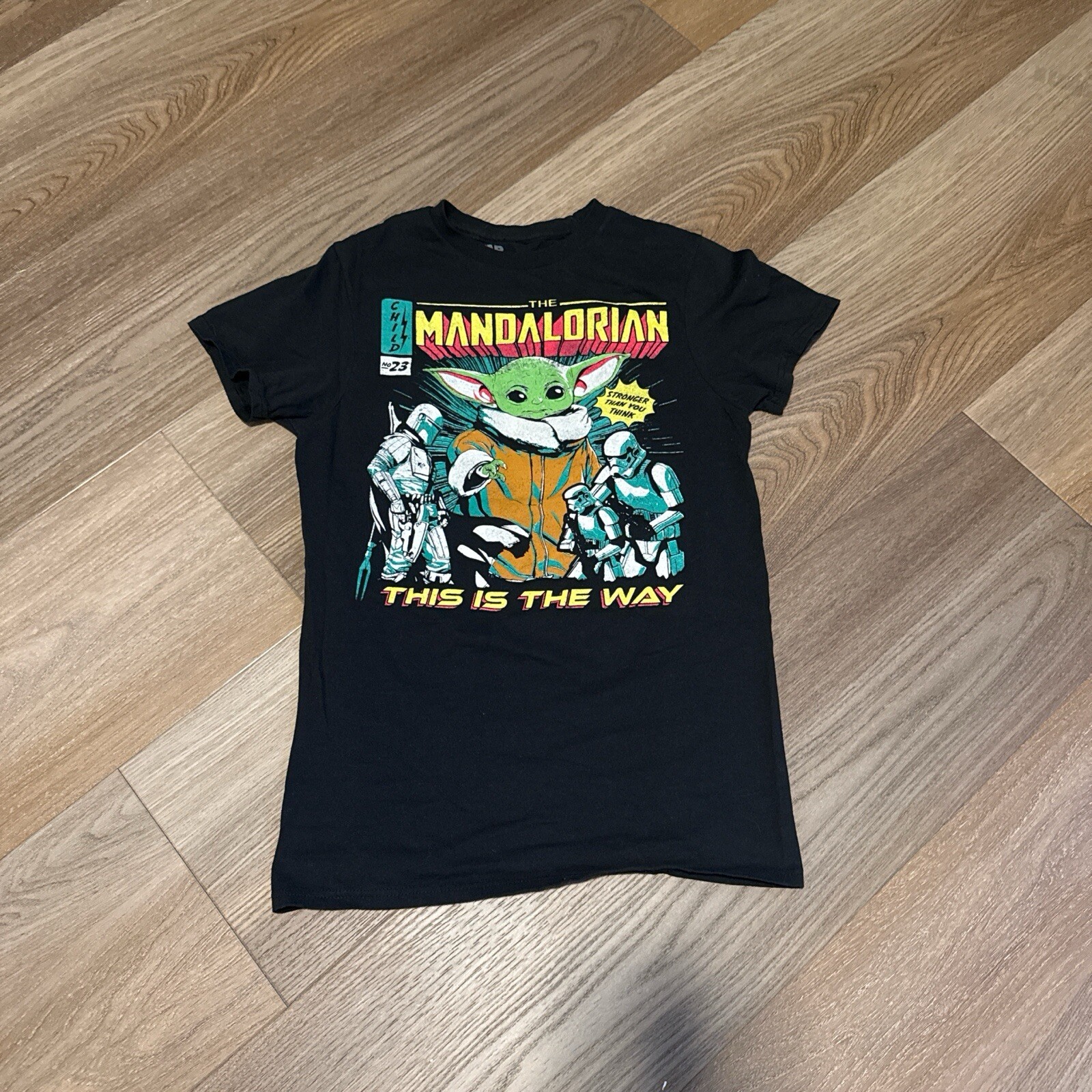 Yoda Star Wars Comic Graphic Black shirt Mandalorian This Is The Way Size Small