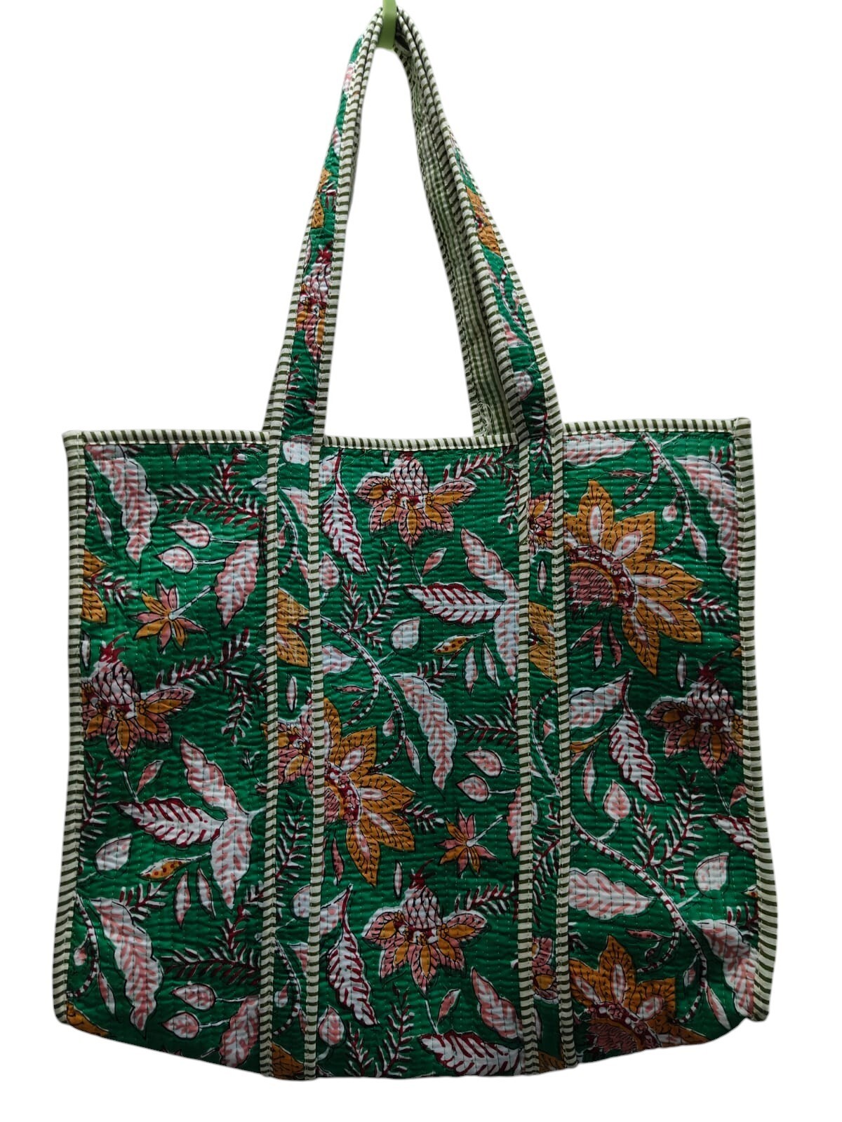 5 Pcs lot Indian Tote Bags Quilted Handmade Cotton Handle Shoulder Shopping Bag