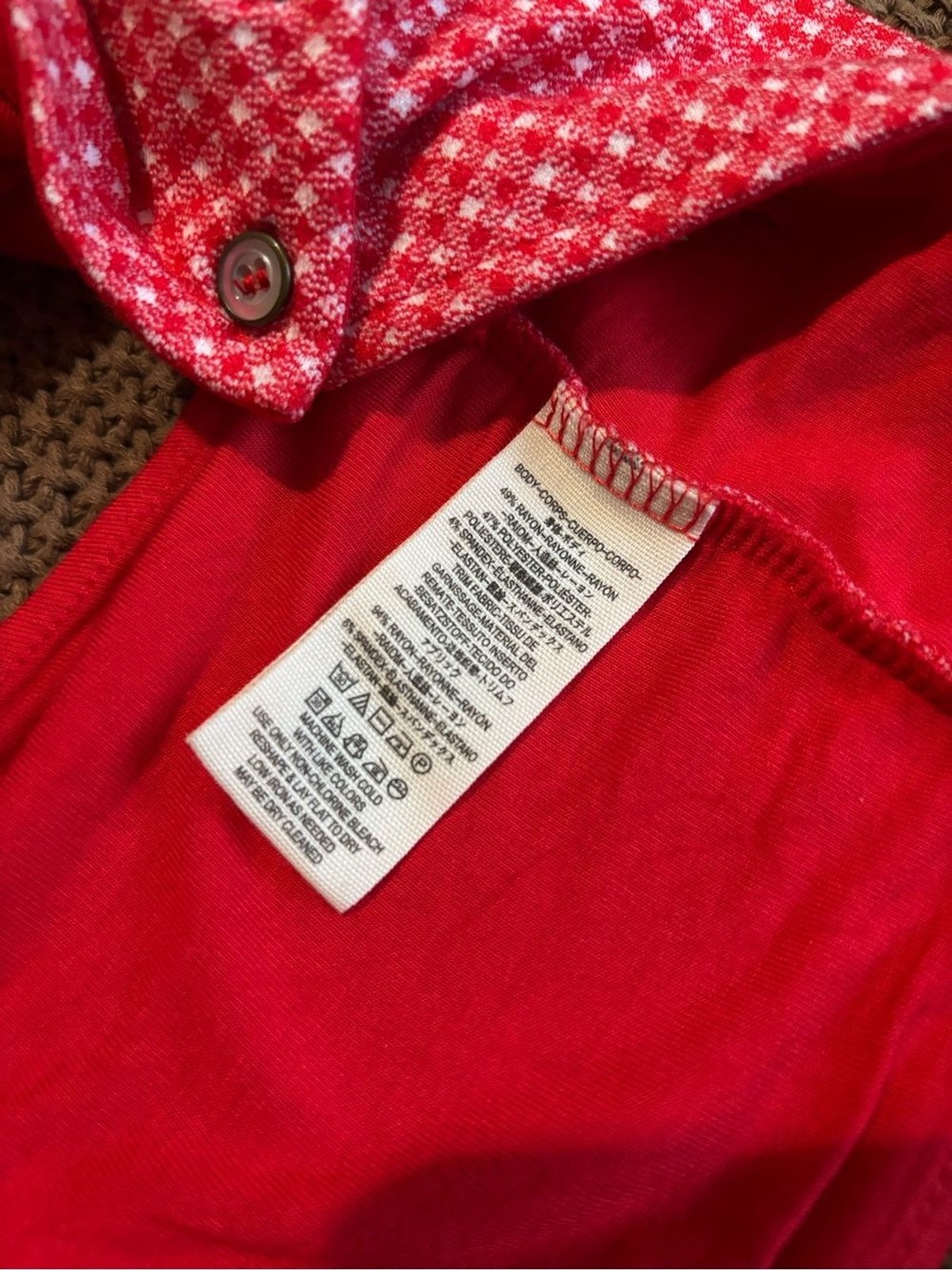 Free People Red Halter Crop Top br Red & White Button-Accented Top