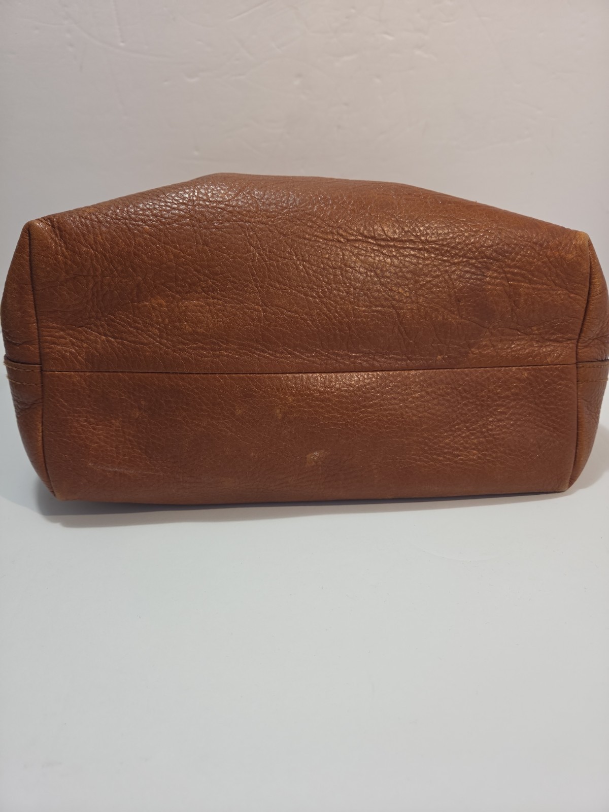 Madewell Cognac Brown Pebbled Leather Tote Bag Double Handle Carryall