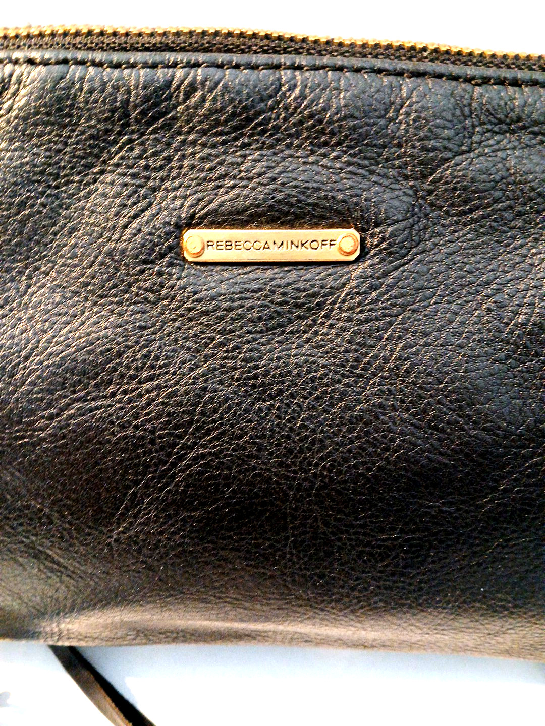 Rebecca Minkoff Black Pebbled Leather Zipper Chain Strap Fringe Crossbody Bag
