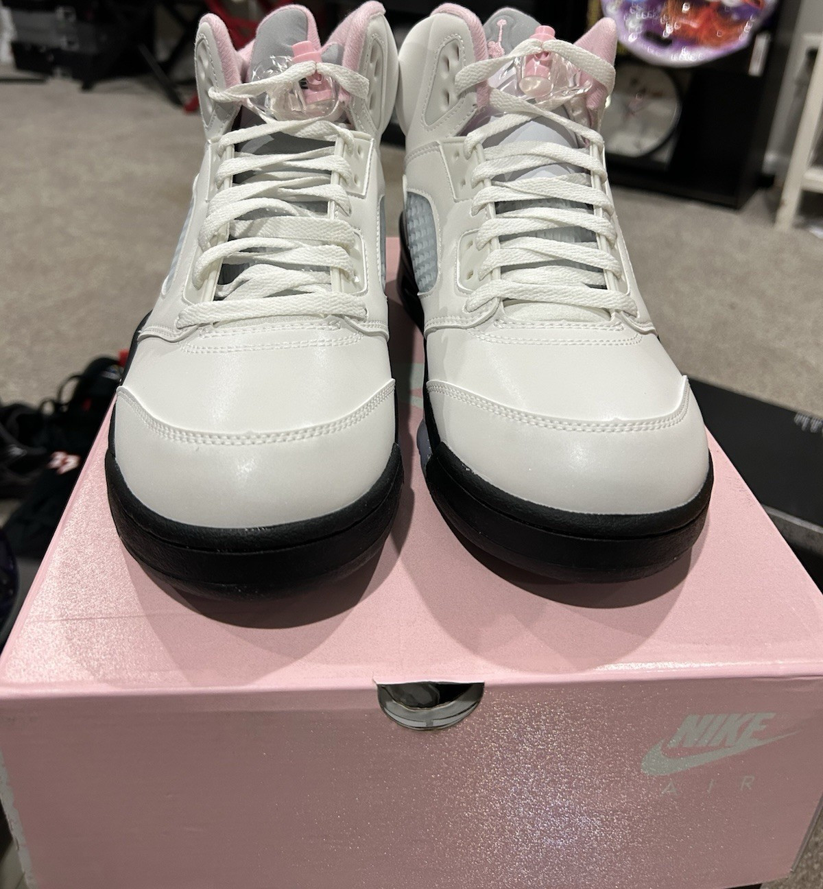 Nike Air Jordan 5 Retro Mid Top Leather White/Pink/Black Sneaker