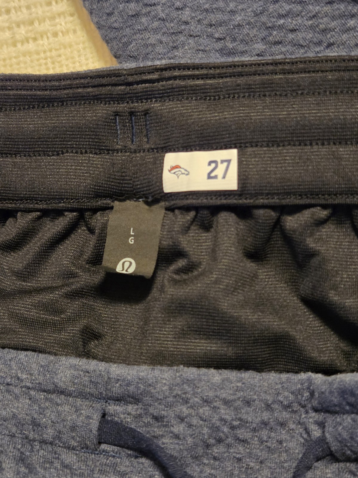 Lululemon Drawstring Sweatpants L Denver Broncos Player Issue 5280 Navy Blue #27