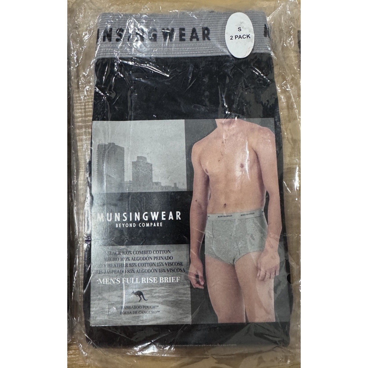 Munsingwear Full Rise Briefs Kangaroo Pouch Black Gray 2Pk Small Discontinued