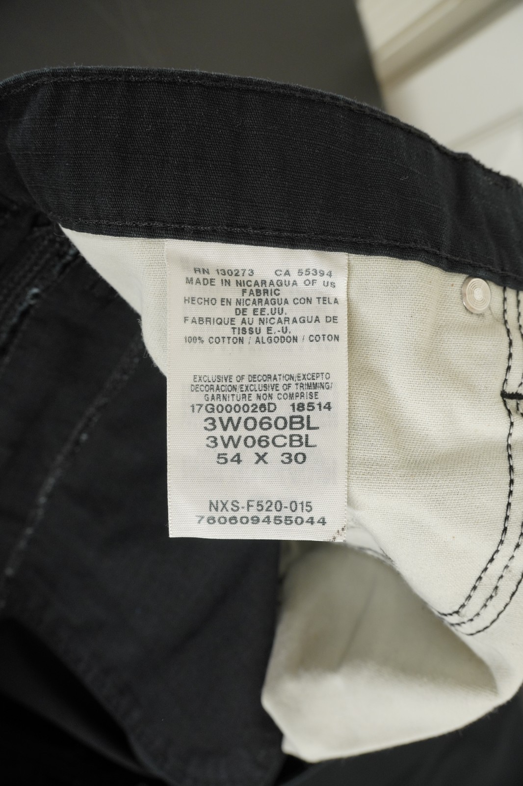 Wrangler Riggs ranger workwear carpenter jeans ripstop black hammer loop 54×30
