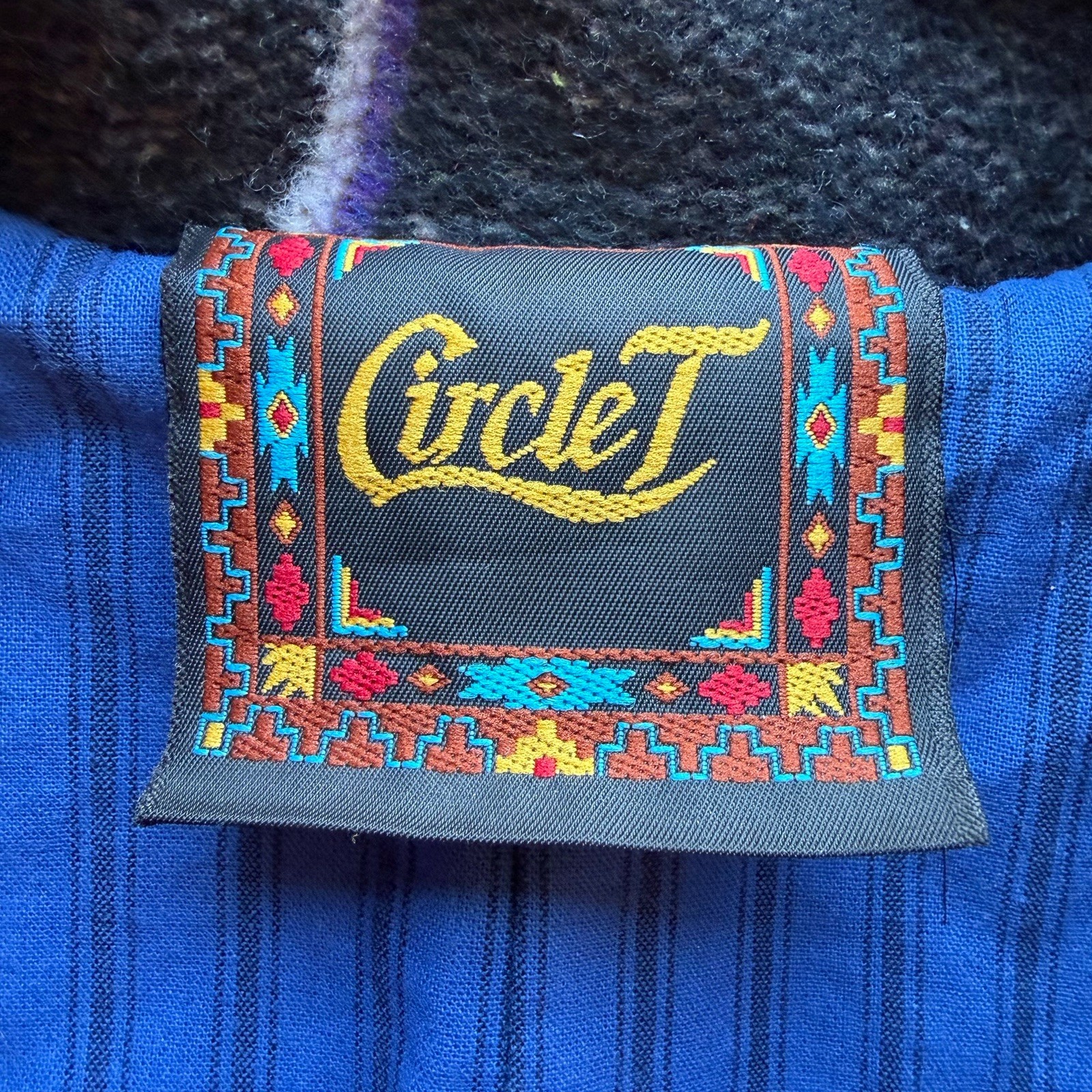 Vintage 70s Circle T Roughrider Womens L USA Wool Serape Coat Jacket Western