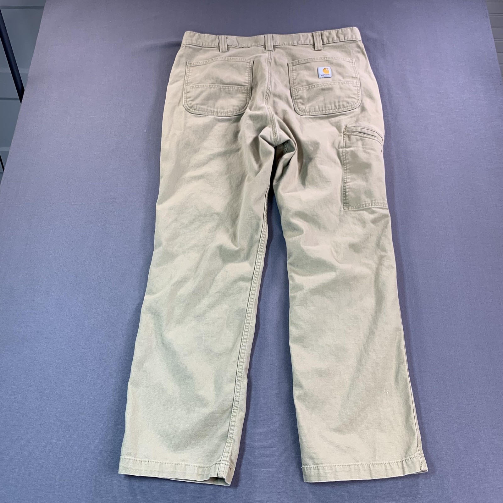 Carhartt Rugged Flex Relaxed Fit Carpenter Pants Mens 38×32 Beige Canvas Stretch