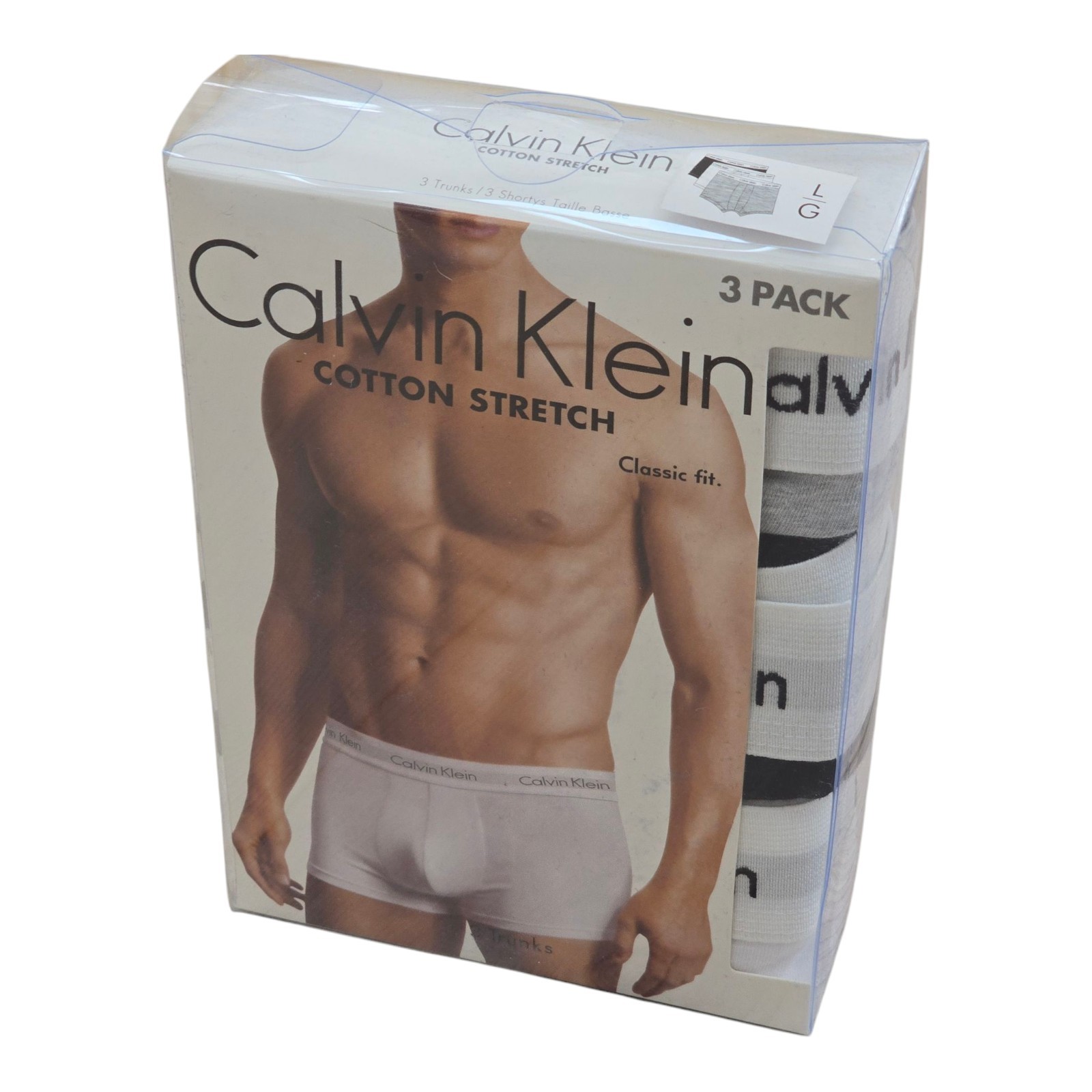 Calvin Klein Men’s Boxer Trunks 3-Pack Underwear Cotton Stretch Black Gray White