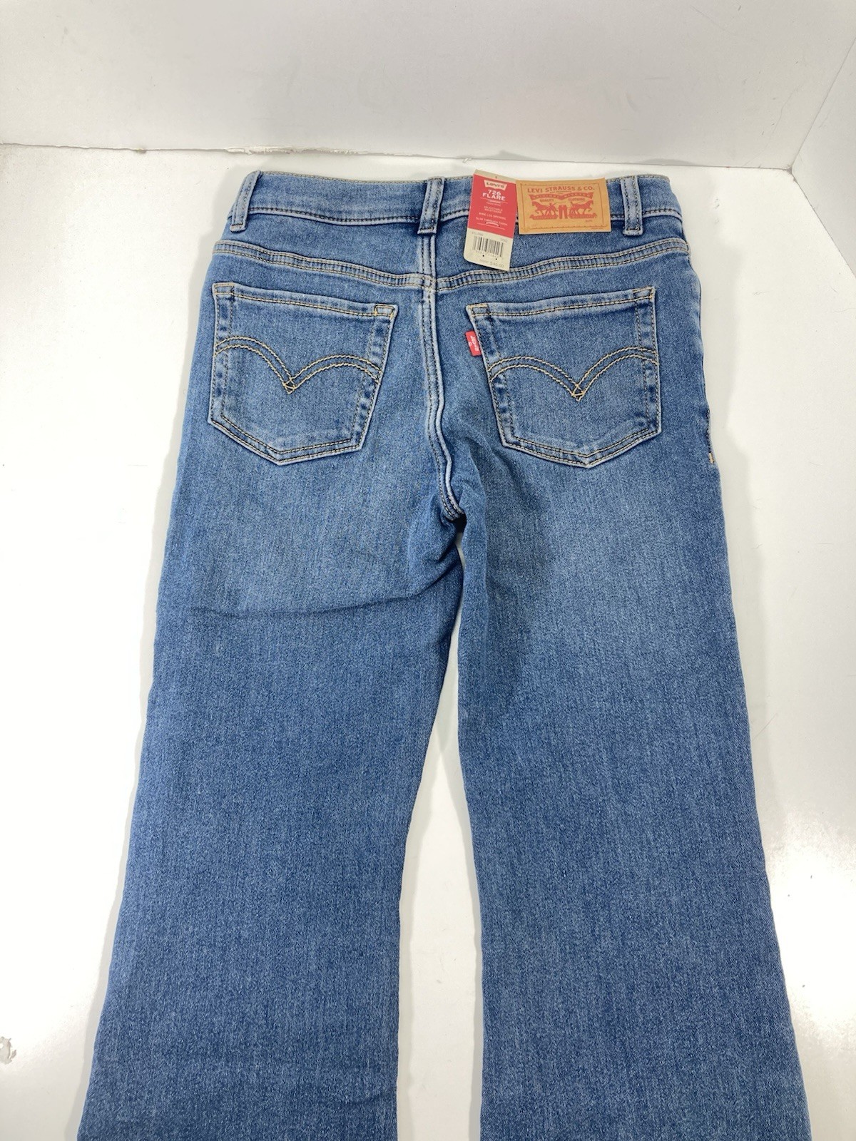Levis 726 Flare Jeans Girls 8 24X26 Blue Denim Stretch Adjustable High Rise NWT
