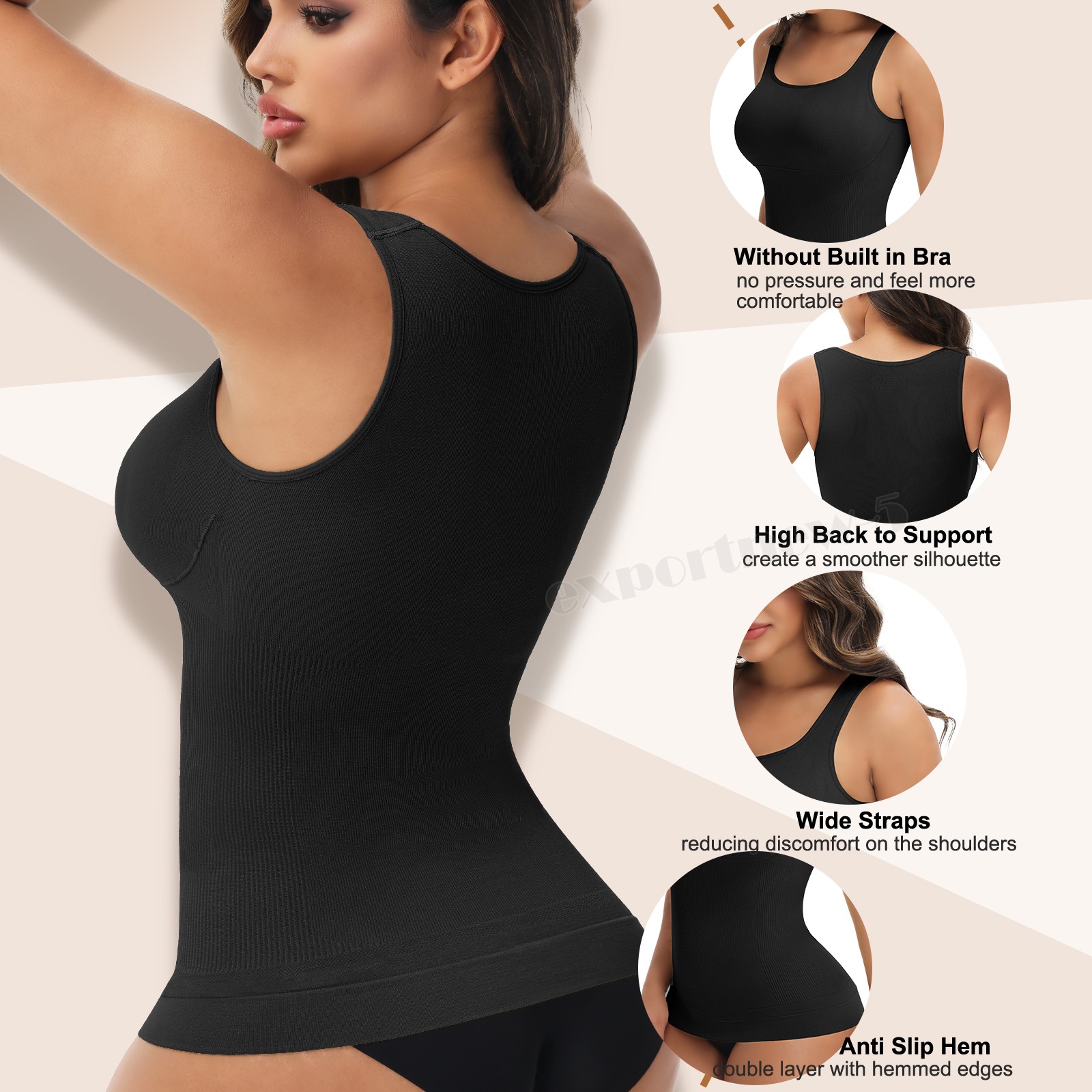Shapewear Tops with Tummy Control Shapewear Tanks Square Neck Compression Tank