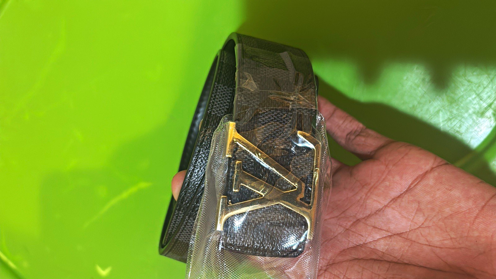 Men’s Brown Monogram Dress Belt Size 33 Adjustable Metal Buckle Logo Accents