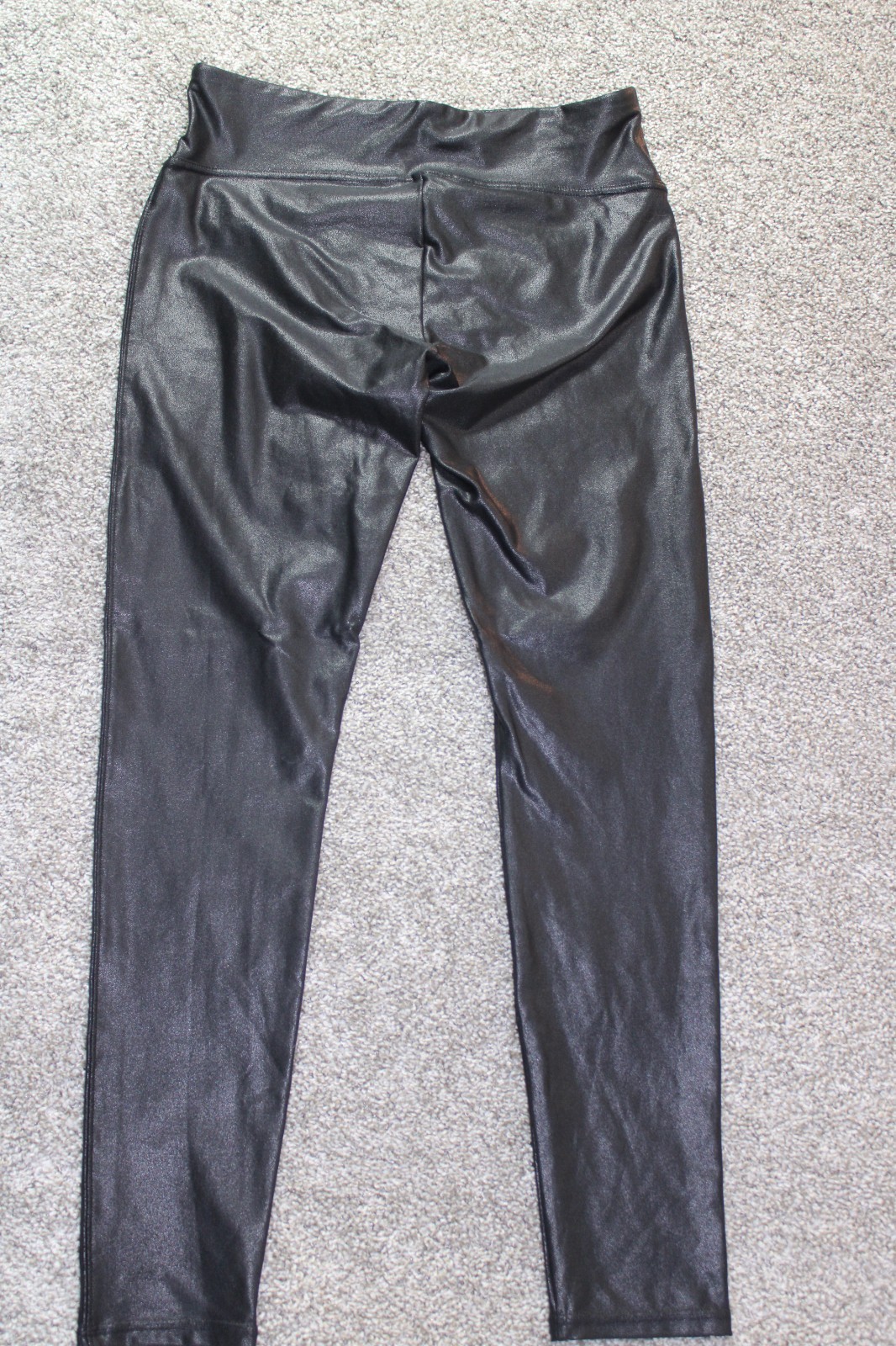 Santiny Pants Womens Medium Black Faux Leather Stretch Pull On