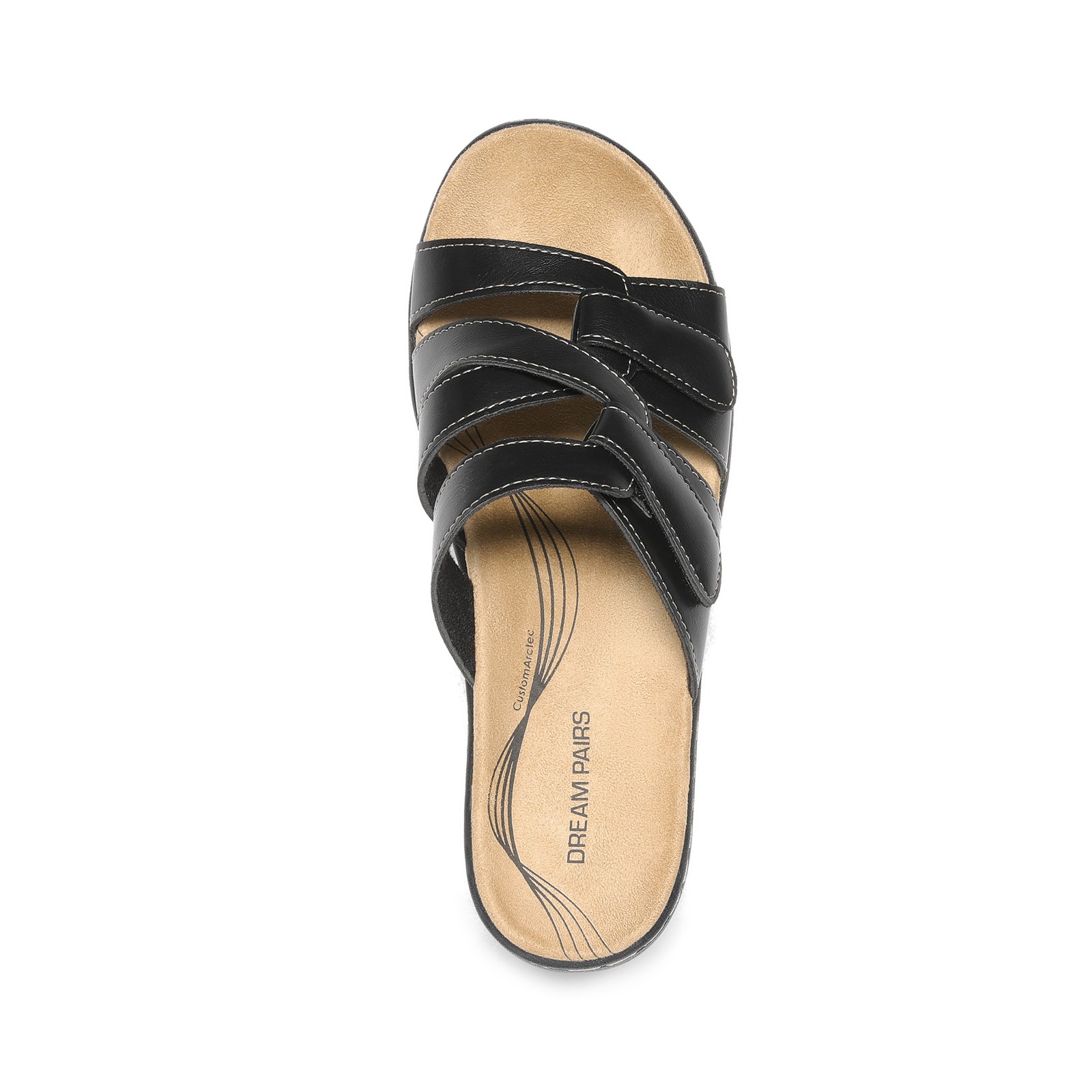 US Women Arch Support Slide Sandals Adjustable Straps Beach Low Wedge Sandals US