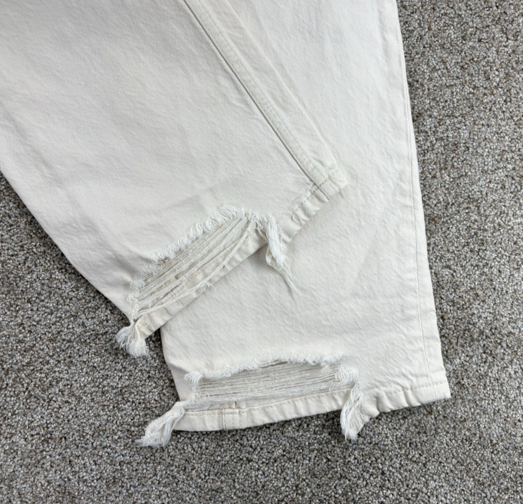 Aeropostale 90s Baggy Destruct Jeans Womens 10 Ecru Cream High Rise Cotton Denim