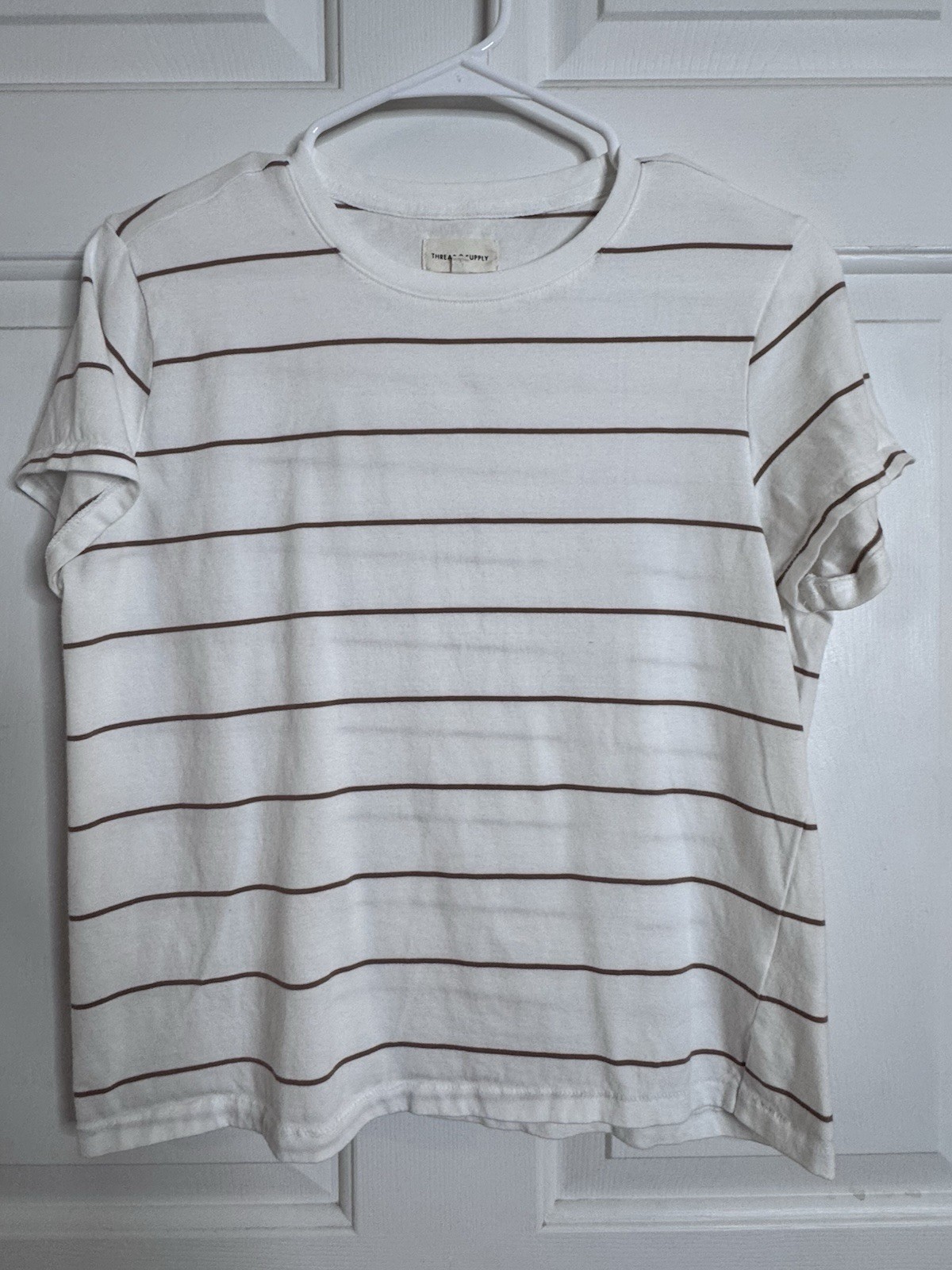 Thread and Supply White and Tan Striped Tshirt