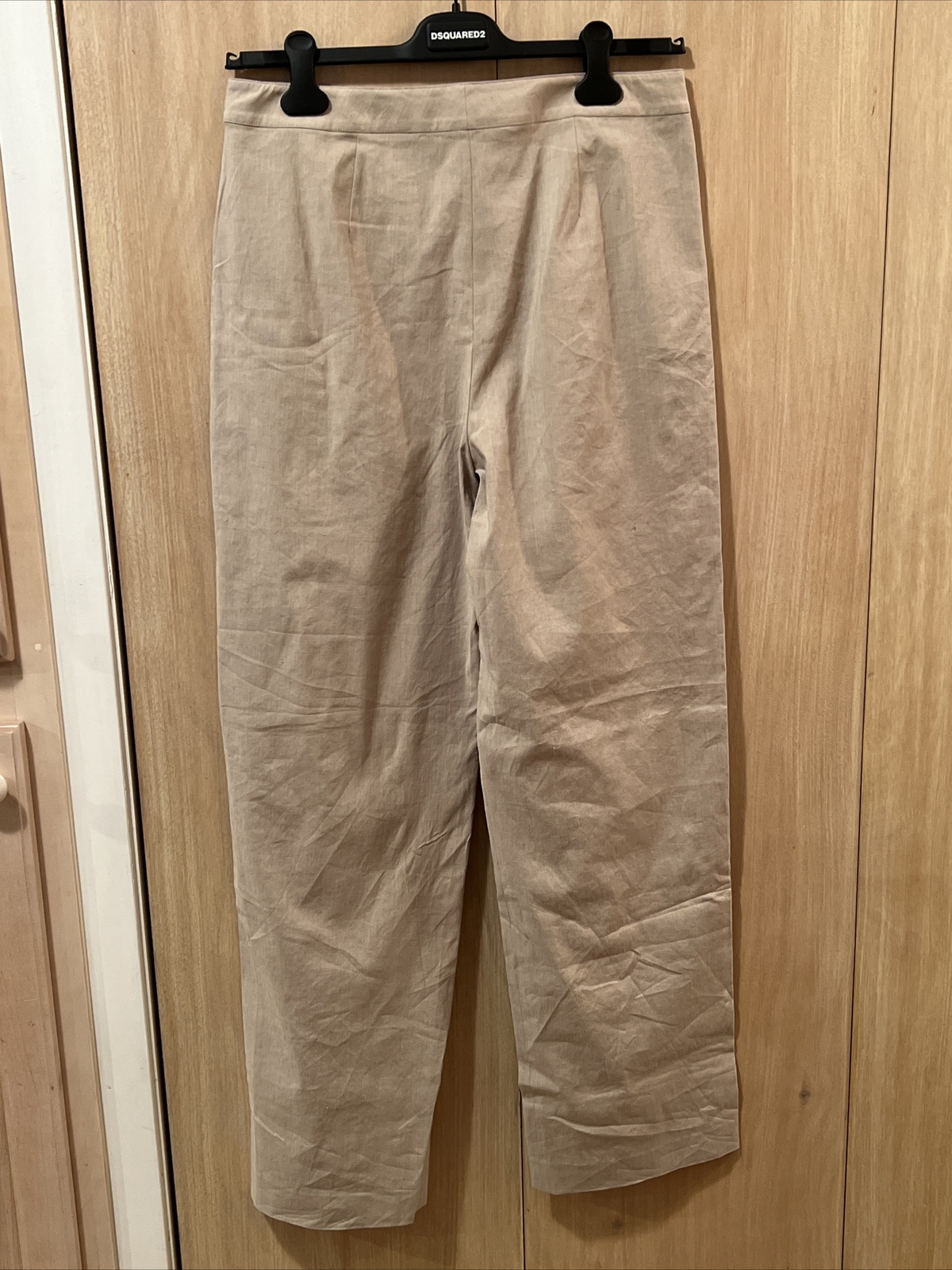 Theory Women’s Clean Trouser Pants Sand Melange Linen Size 10 $285 NEW NWT