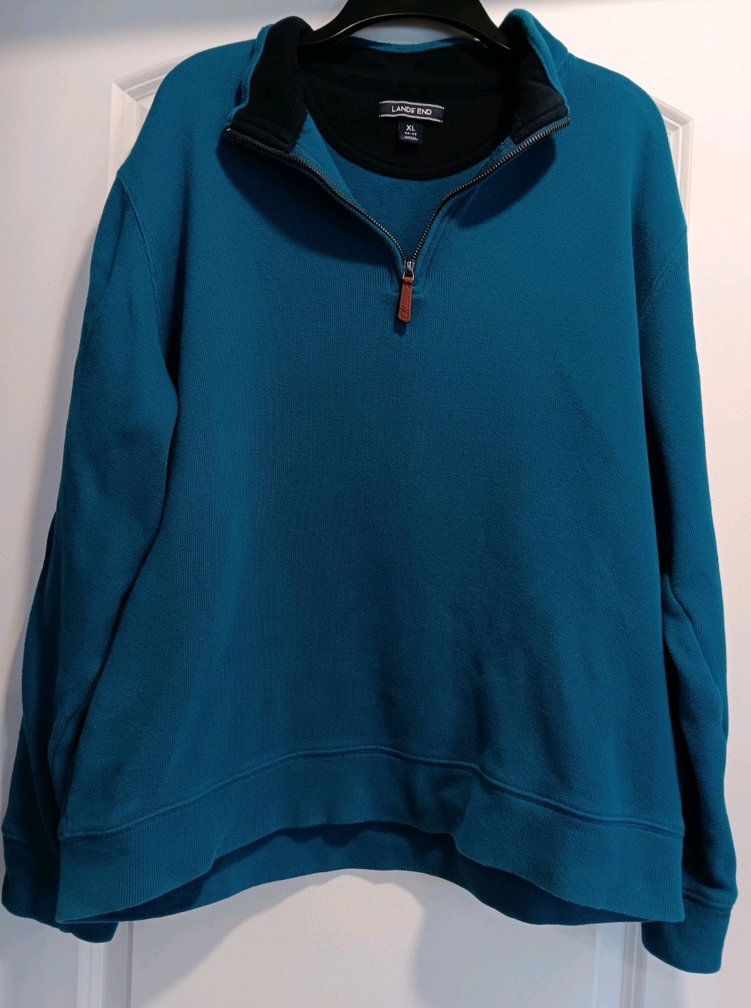 Men’s Lands’ End Blue XL 1/4 Zip Pullover Sweater 100% Baumwolle/Cotton
