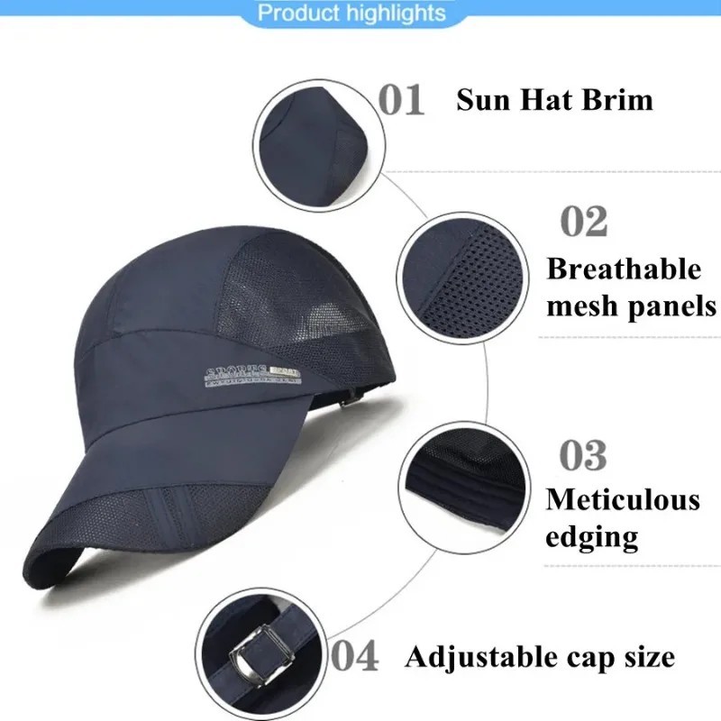 Summer Quick-Dry Visor Cap – Breathable Mesh Sports Hat Outdoor Baseball Sun Cap