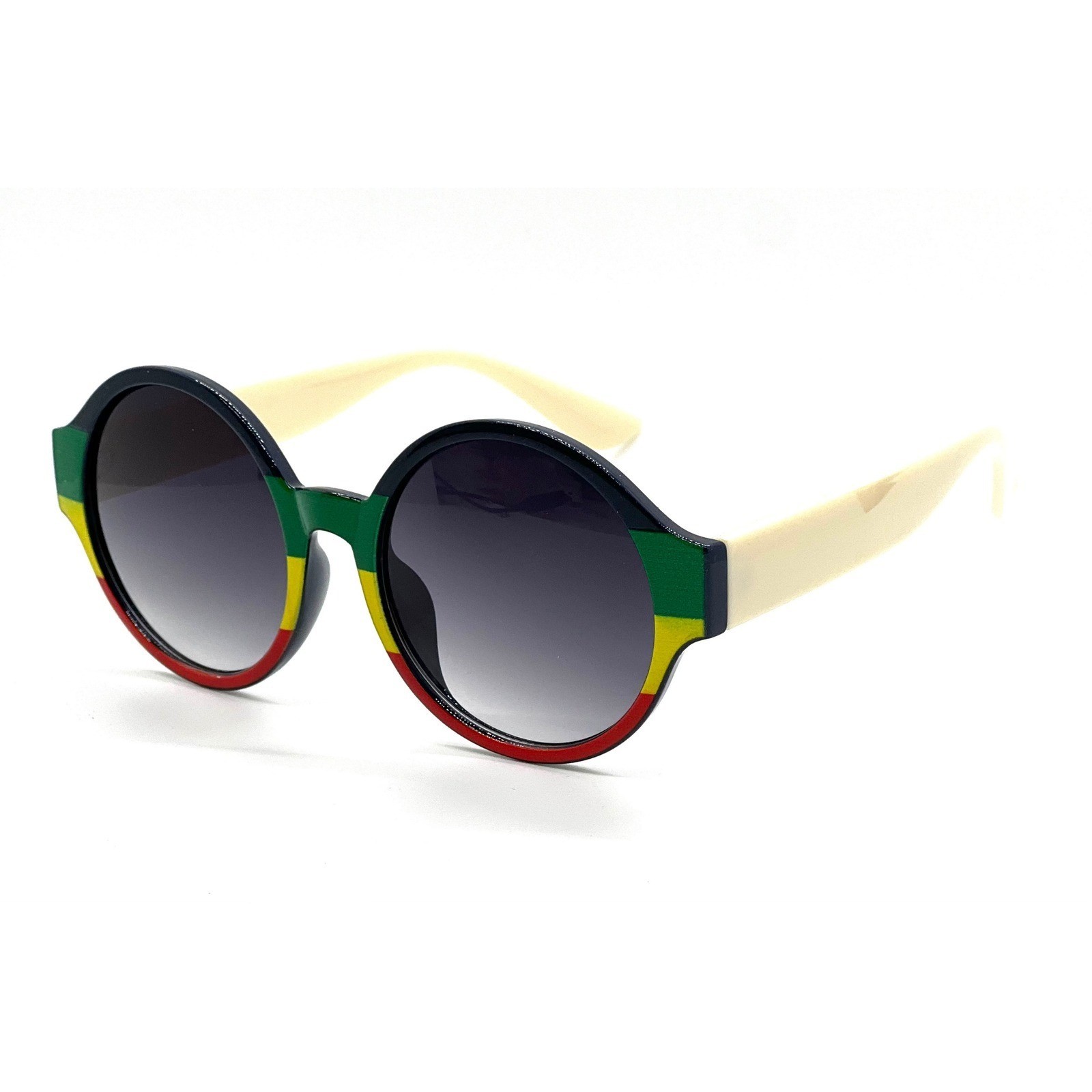Rasta Sunglasses Round Frame Reggae Colors Funky Fashion Shades Women Retro New