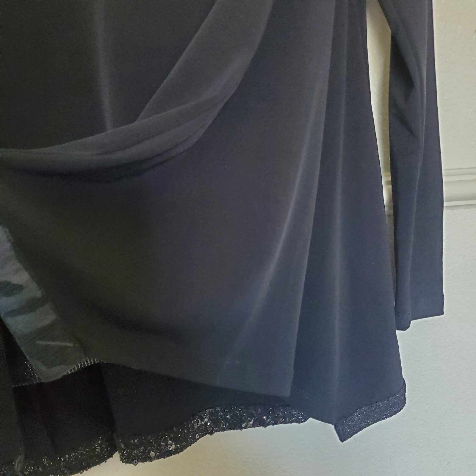 Alembika Top Tunic Coco Black Lagenlook Artsy Stretchy Size 2 US 10 Sparkly Edge
