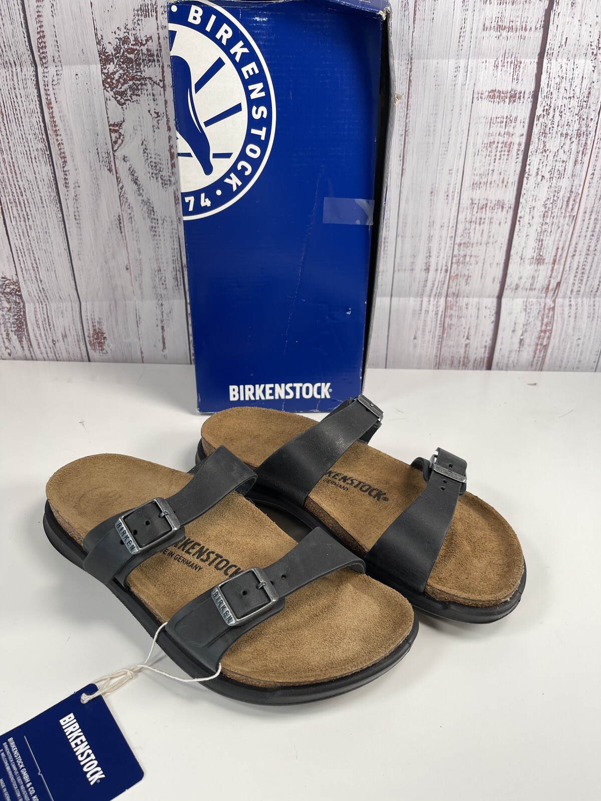 NEW Birkenstock Unisex Sierra CT black slip on Leather sandal EU 37 W6 M4